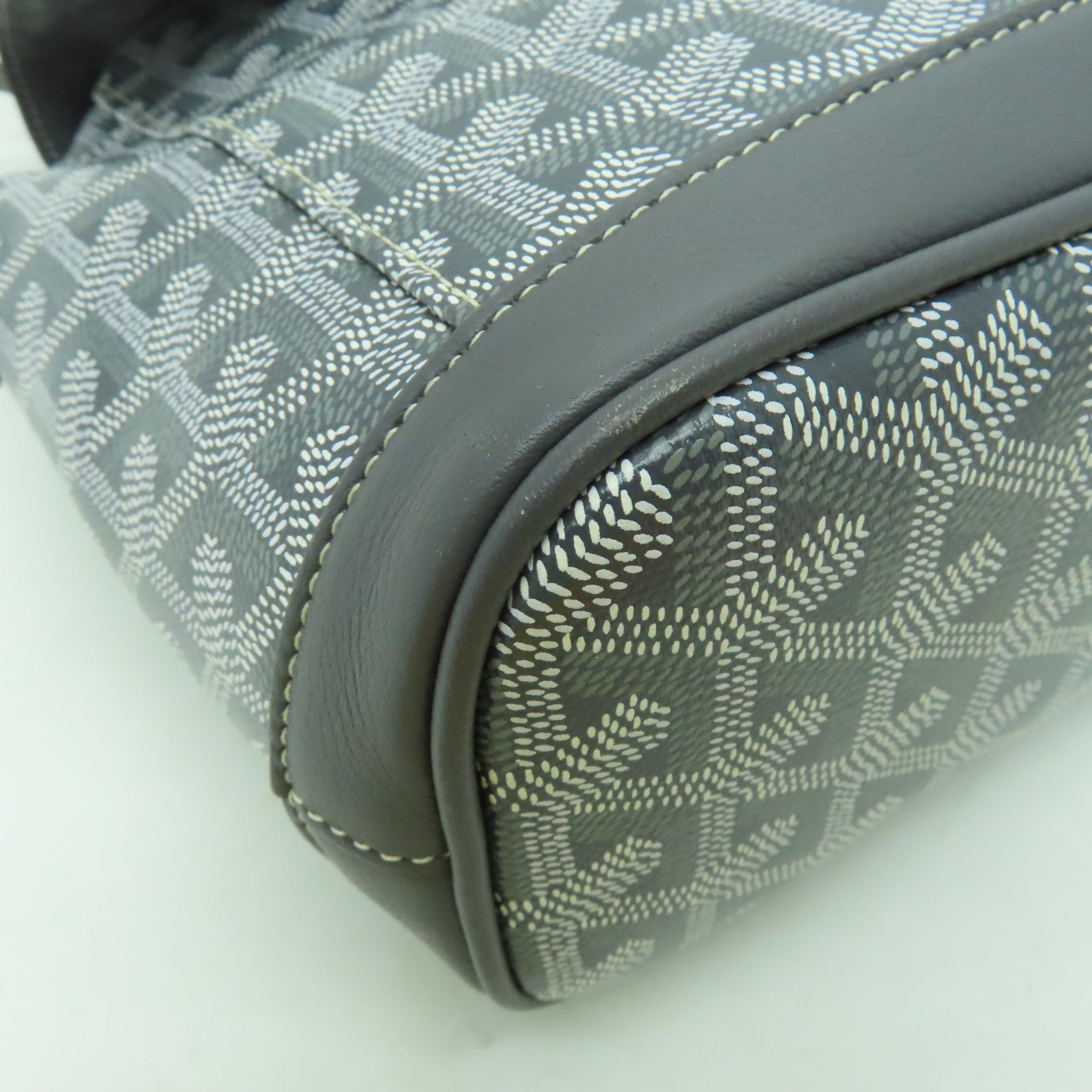 GOYARD 【激減優惠】塗層帆布/牛皮皮革Backpack銀扣背包灰色