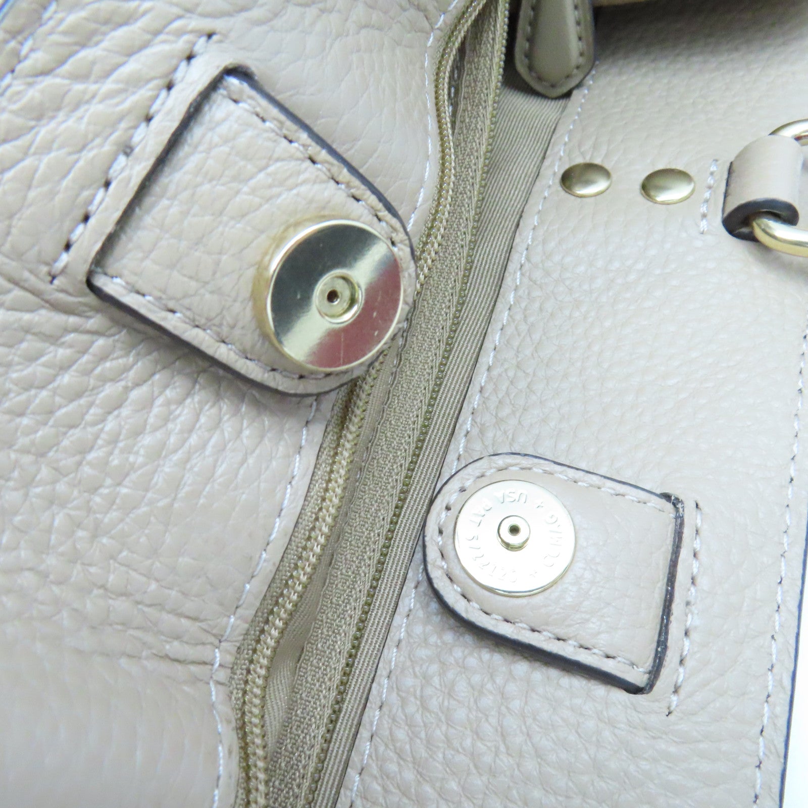 COACH 塗層帆布/牛皮皮革2Way Shoulder Bag手挽肩背兩用袋杏色/紅色