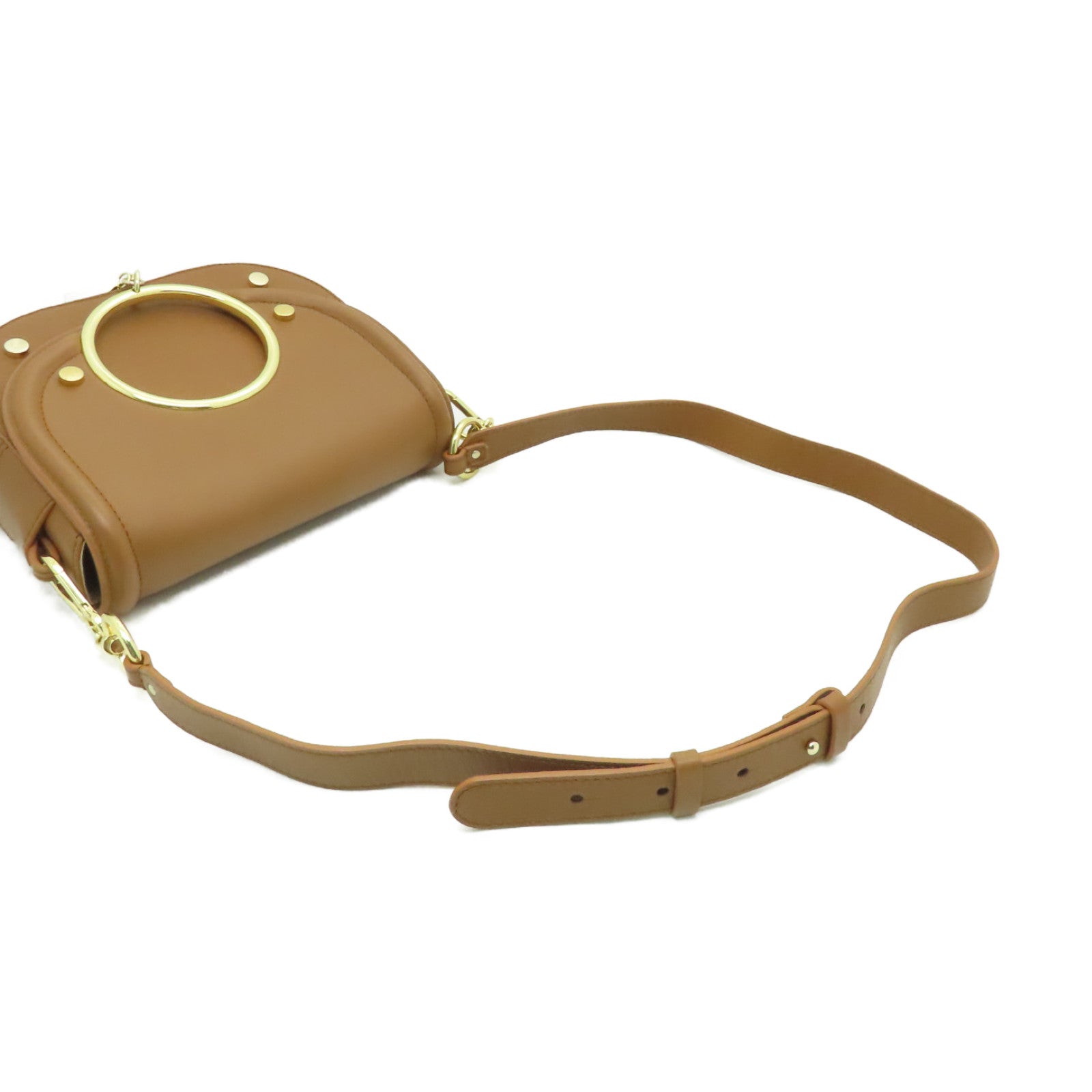 SEE BY CHLOE 牛皮皮革Shoulder Bag金扣肩背袋棕色