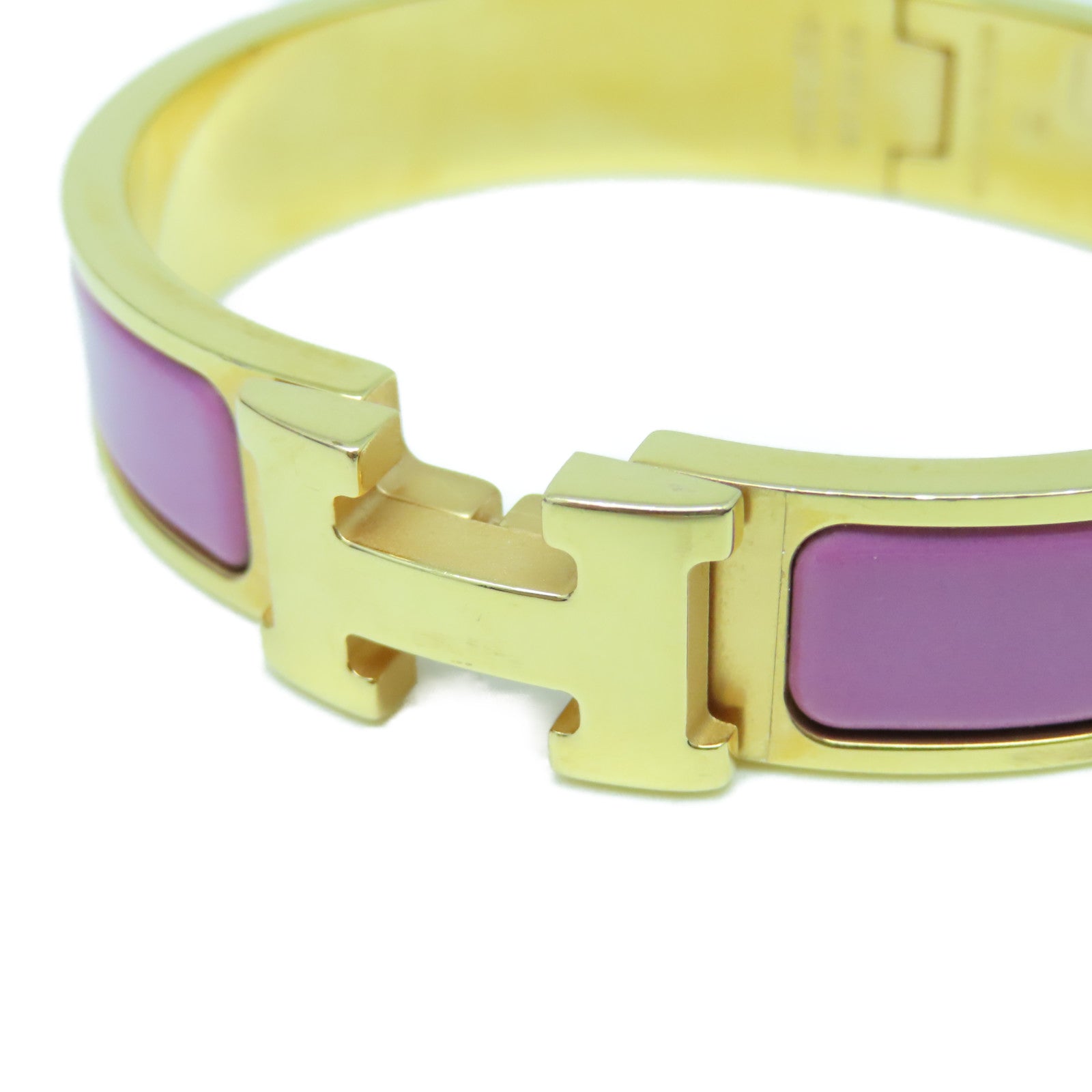 HERMES Metal/Enamel Clic H Bracelet Purple