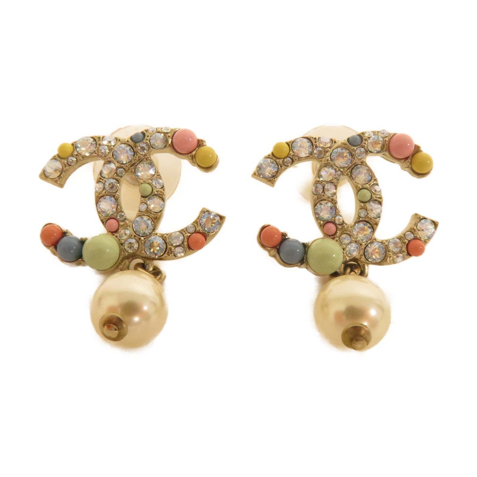 CHANEL 金屬/仿珍珠Earring耳環彩色/金色