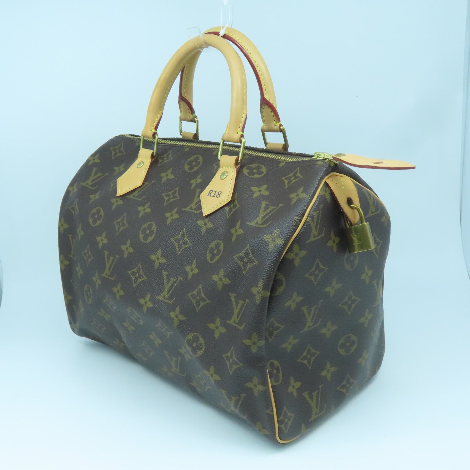 LOUIS VUITTON Monogram Speedy 30 Gold Buckle Bag Brown