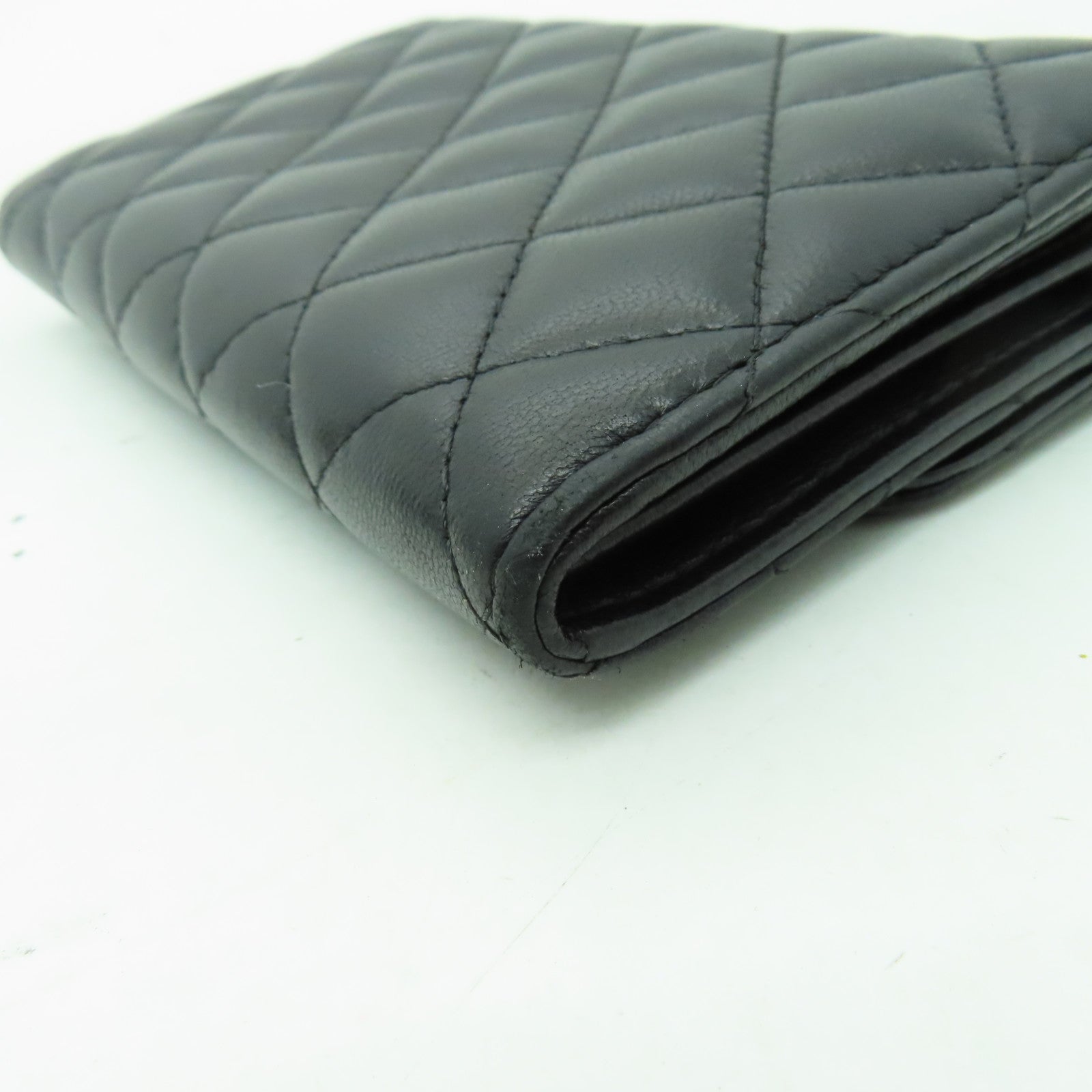 CHANEL 菱格羊皮皮革Wallet銀扣錢包黑色