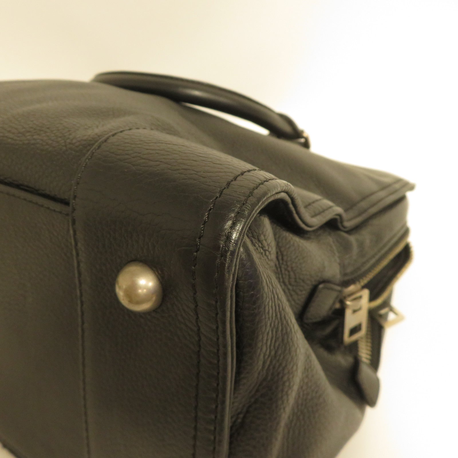 LOEWE 牛皮皮革/牛仔布Amazona銀扣手挽袋藍色/黑色