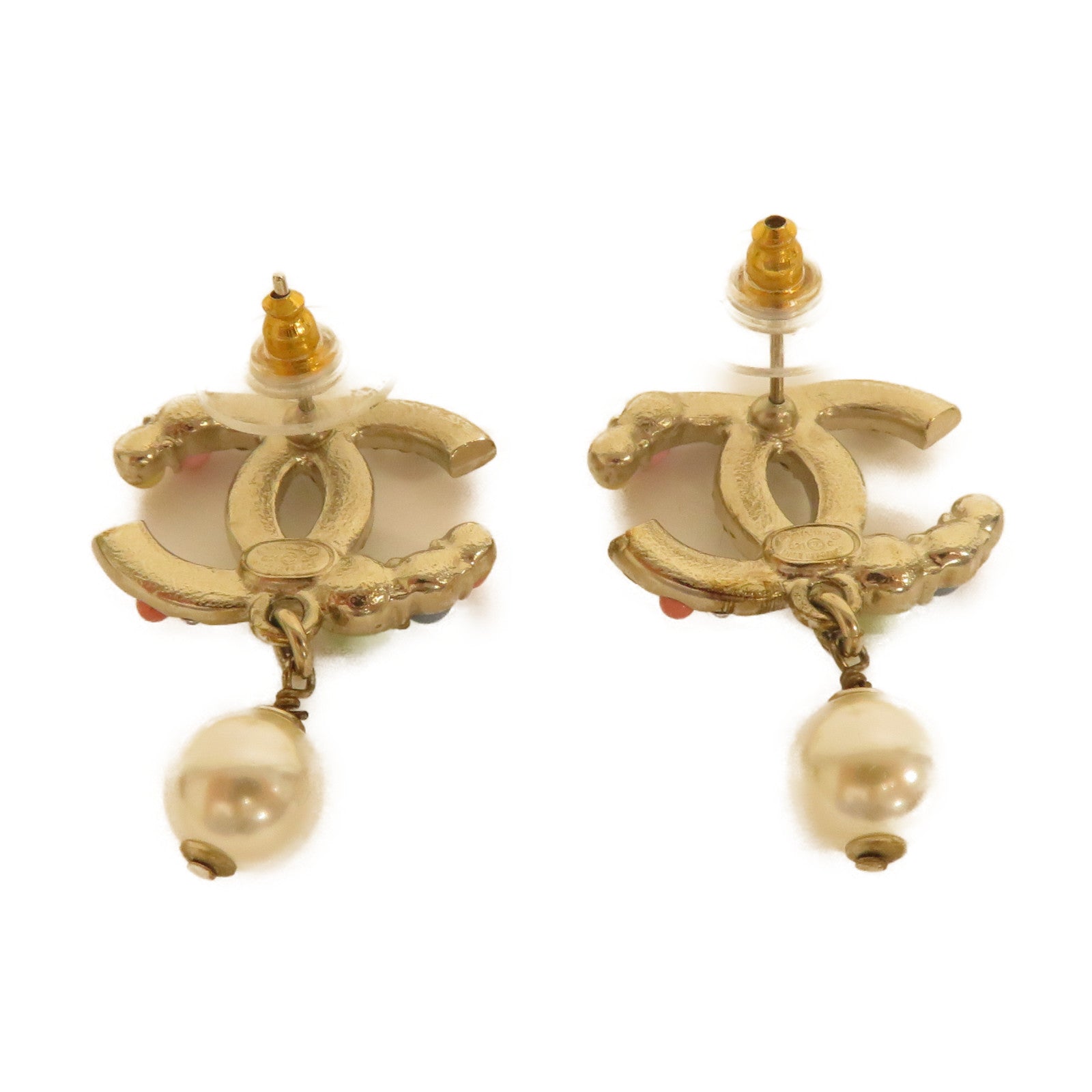 CHANEL 金屬/仿珍珠Earring耳環彩色/金色