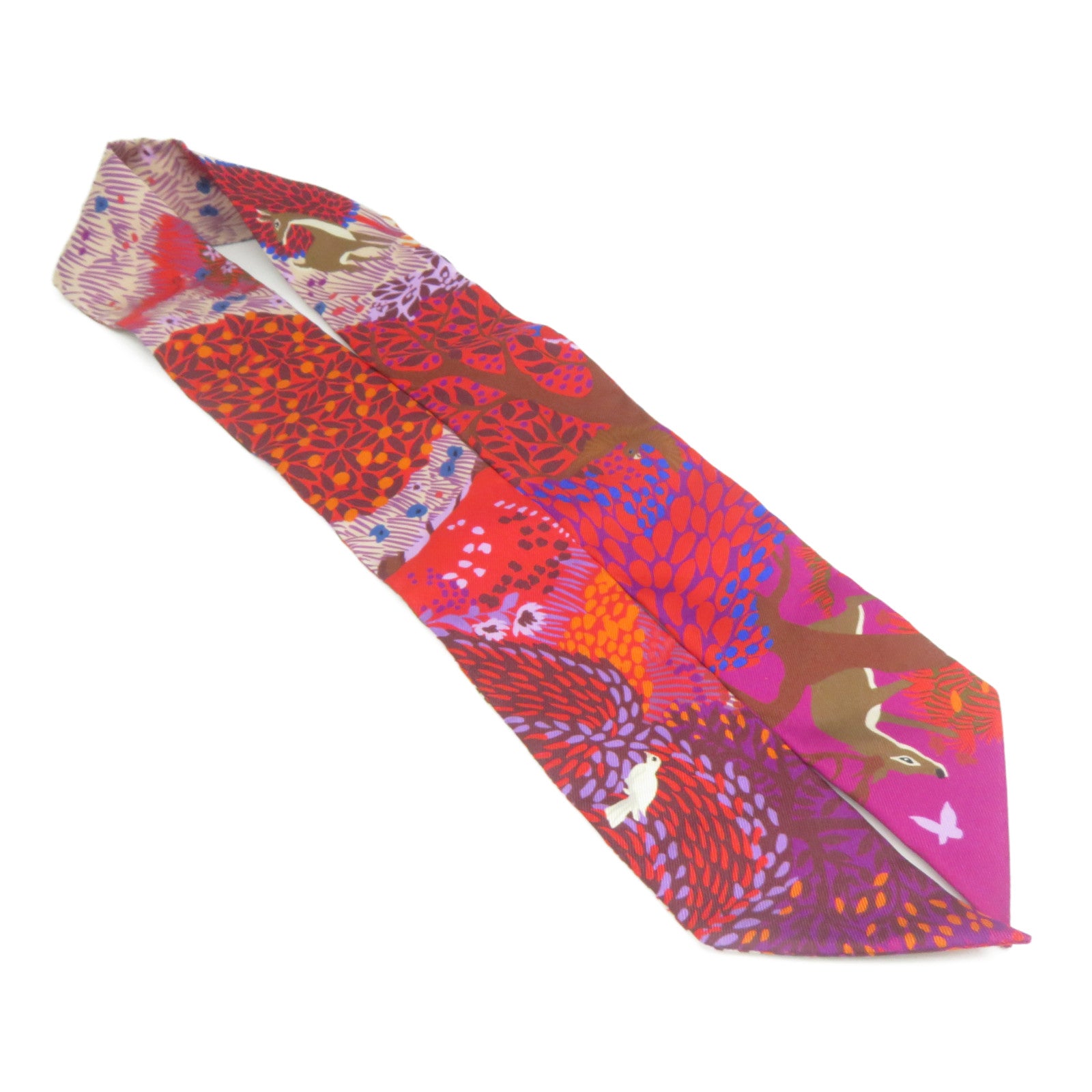 HERMES 絲質Twilly絲巾紅色