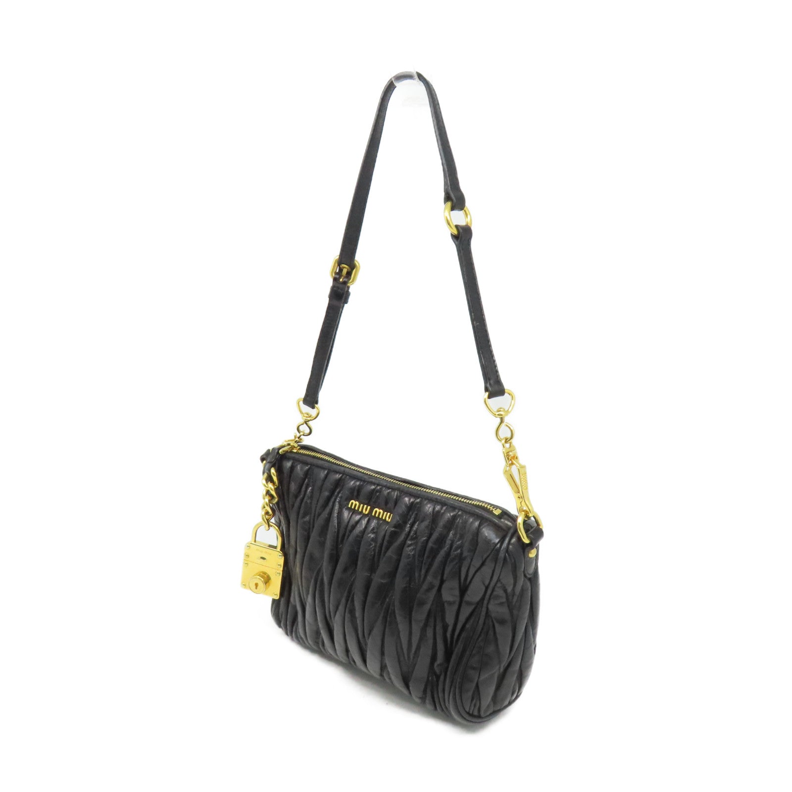 Miu Miu 羊皮皮革Shoulder Bag金扣肩背袋黑色