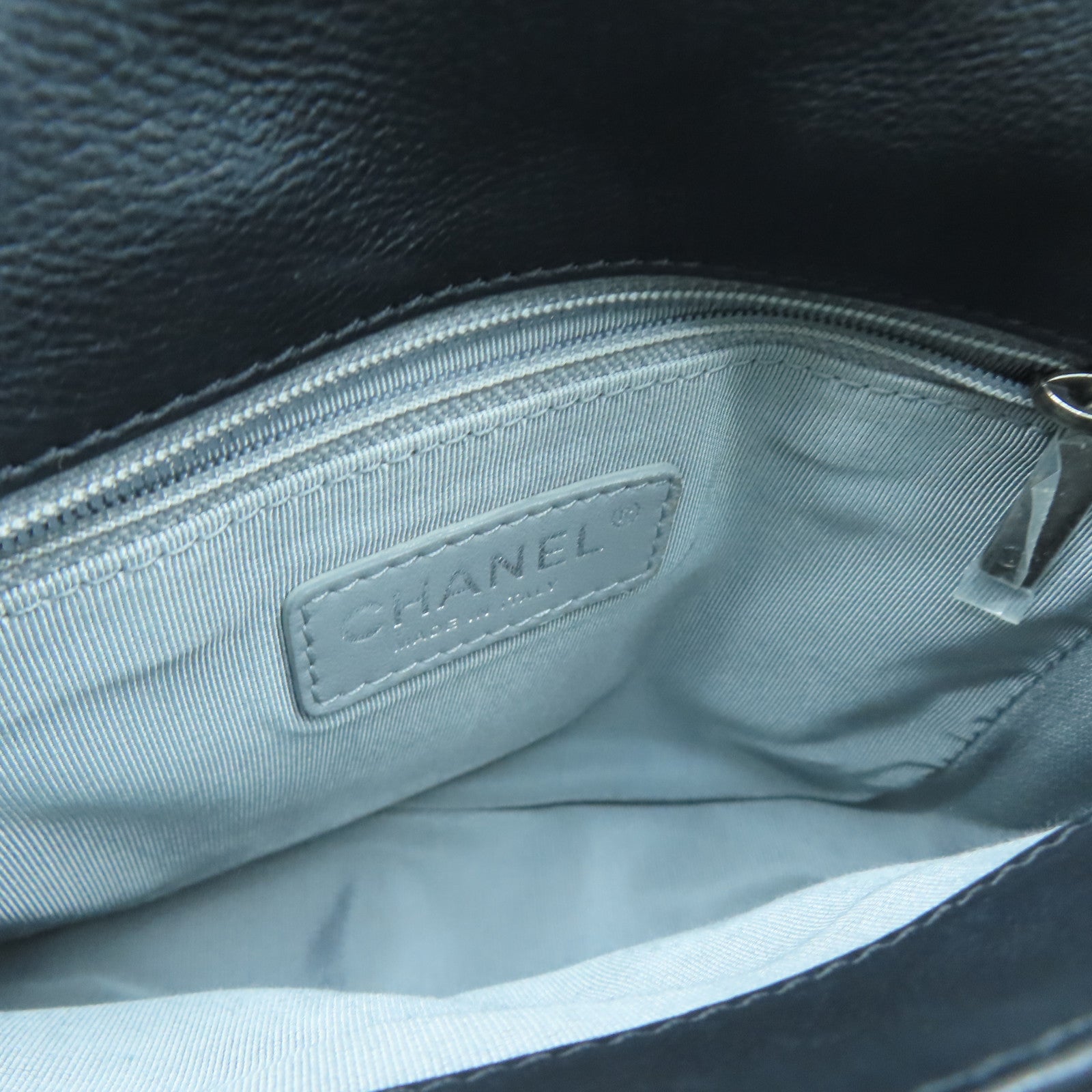 CHANEL 菱格Chain Shoulder銀扣鏈帶肩背袋黑色