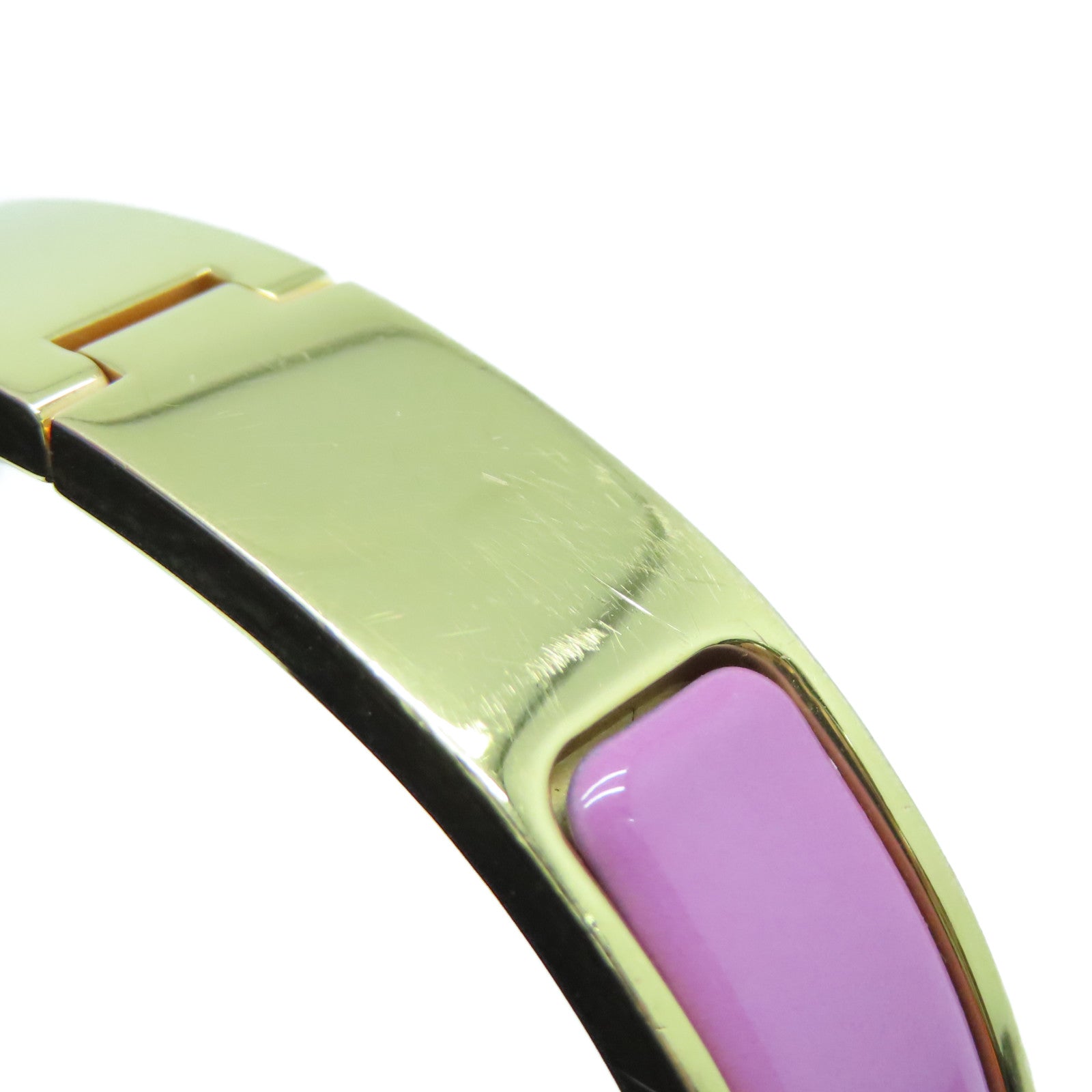 HERMES Metal/Enamel Clic H Bracelet Purple