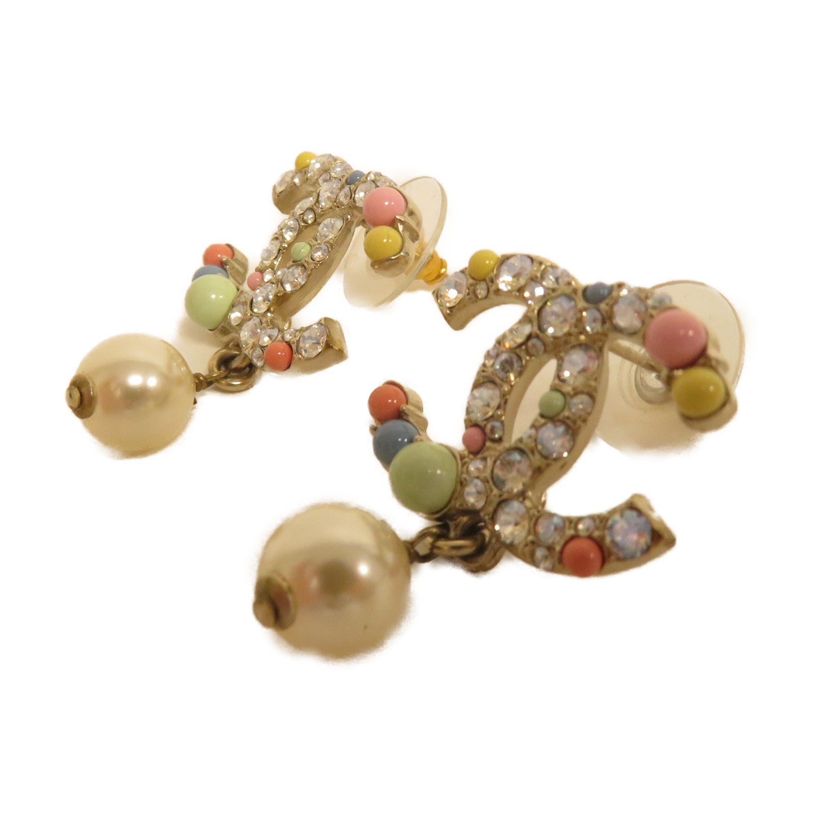 CHANEL 金屬/仿珍珠Earring耳環彩色/金色