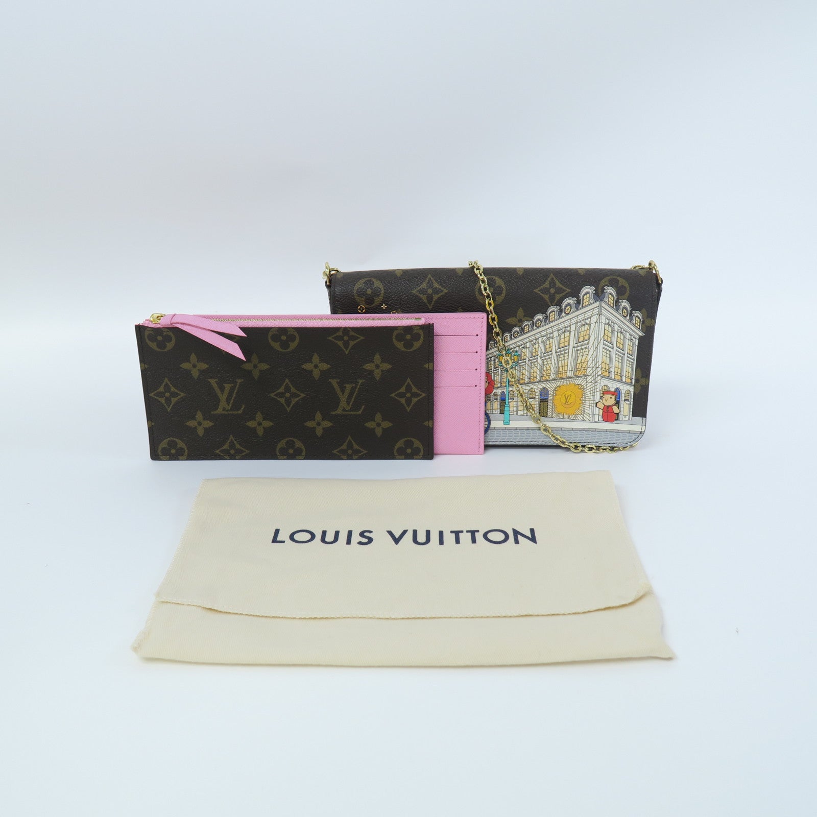 LOUIS VUITTON Monogram Felicie Pochette金扣鏈帶肩背袋彩色