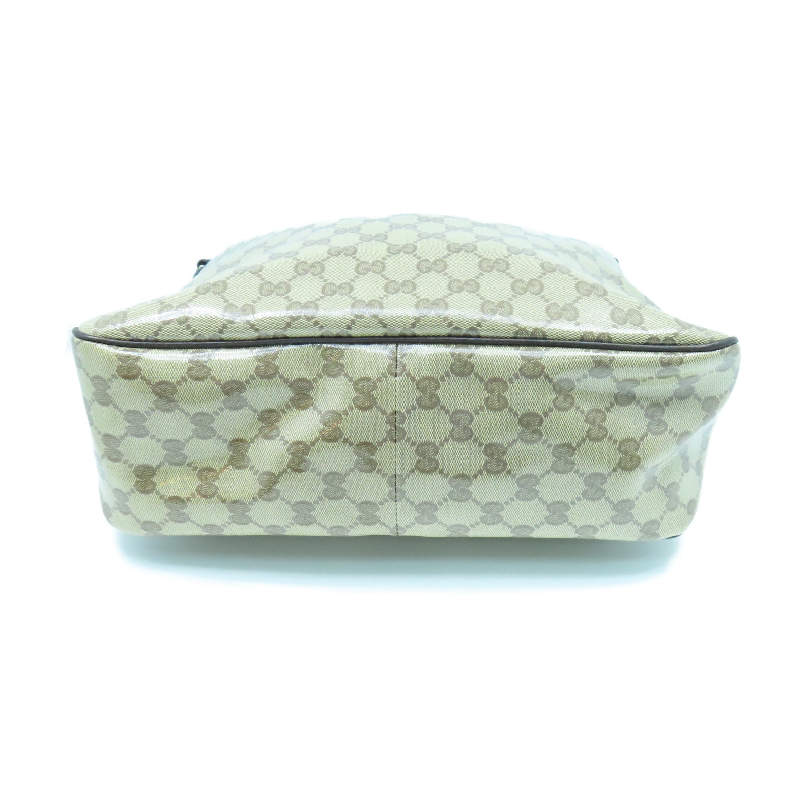 GUCCI 塗層帆布Tote Bag金扣手挽袋棕色