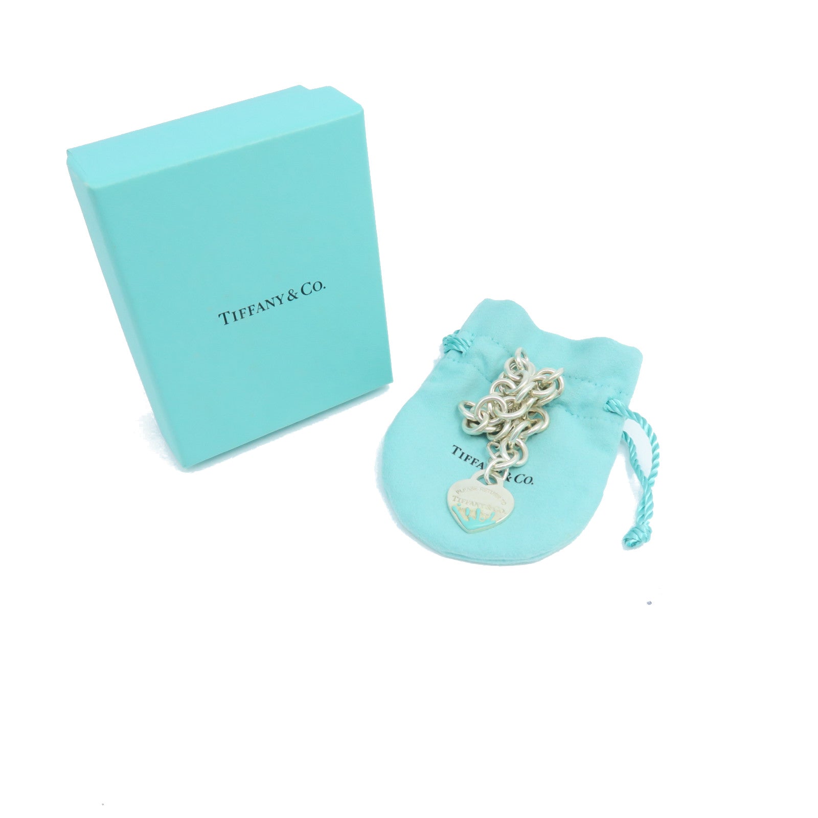 TIFFANY&amp;CO 925 Sterling Silver TT Heart Tag Bracelet