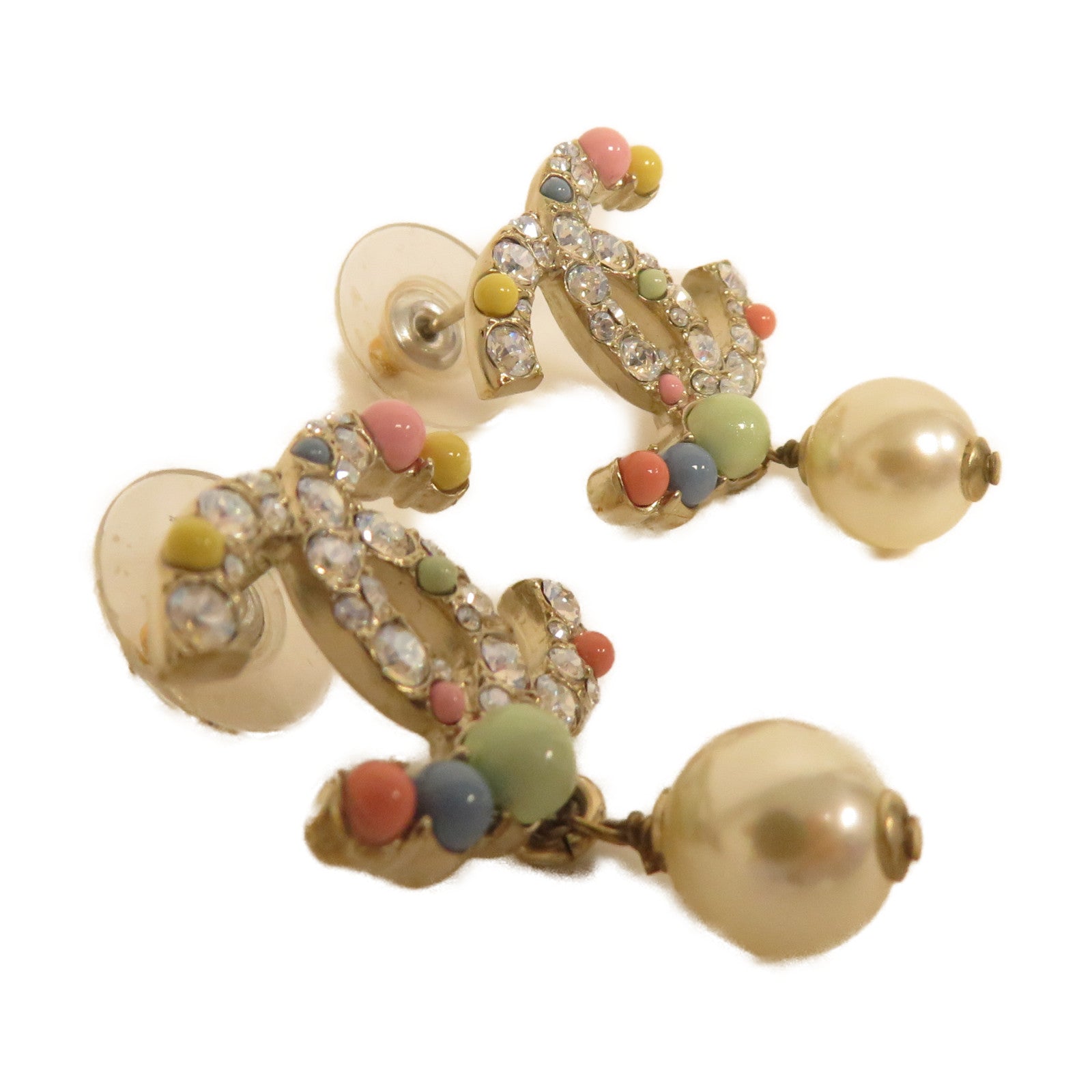 CHANEL 金屬/仿珍珠Earring耳環彩色/金色