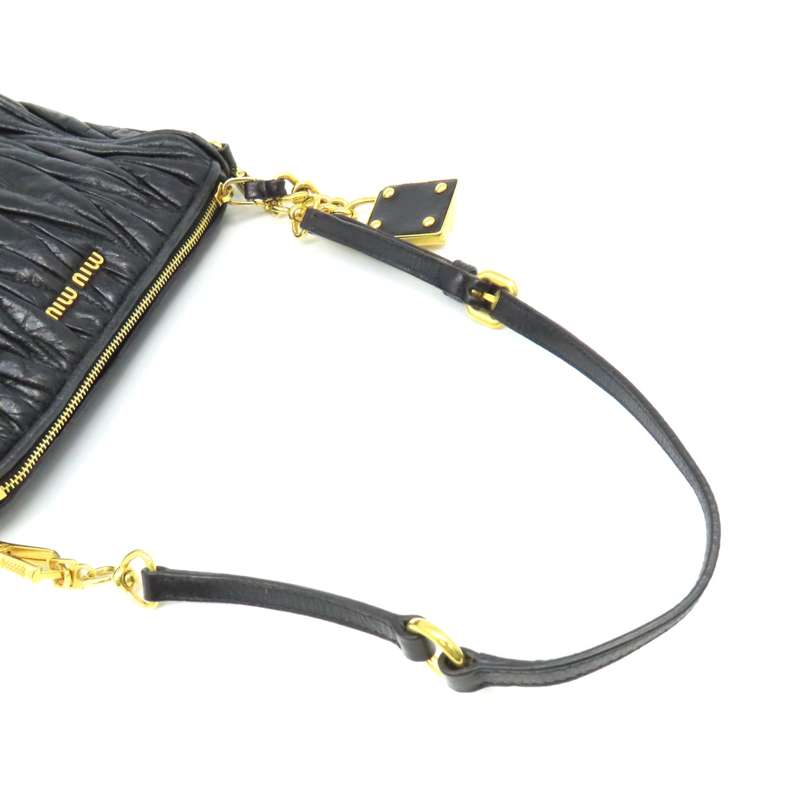 Miu Miu 羊皮皮革Shoulder Bag金扣肩背袋黑色