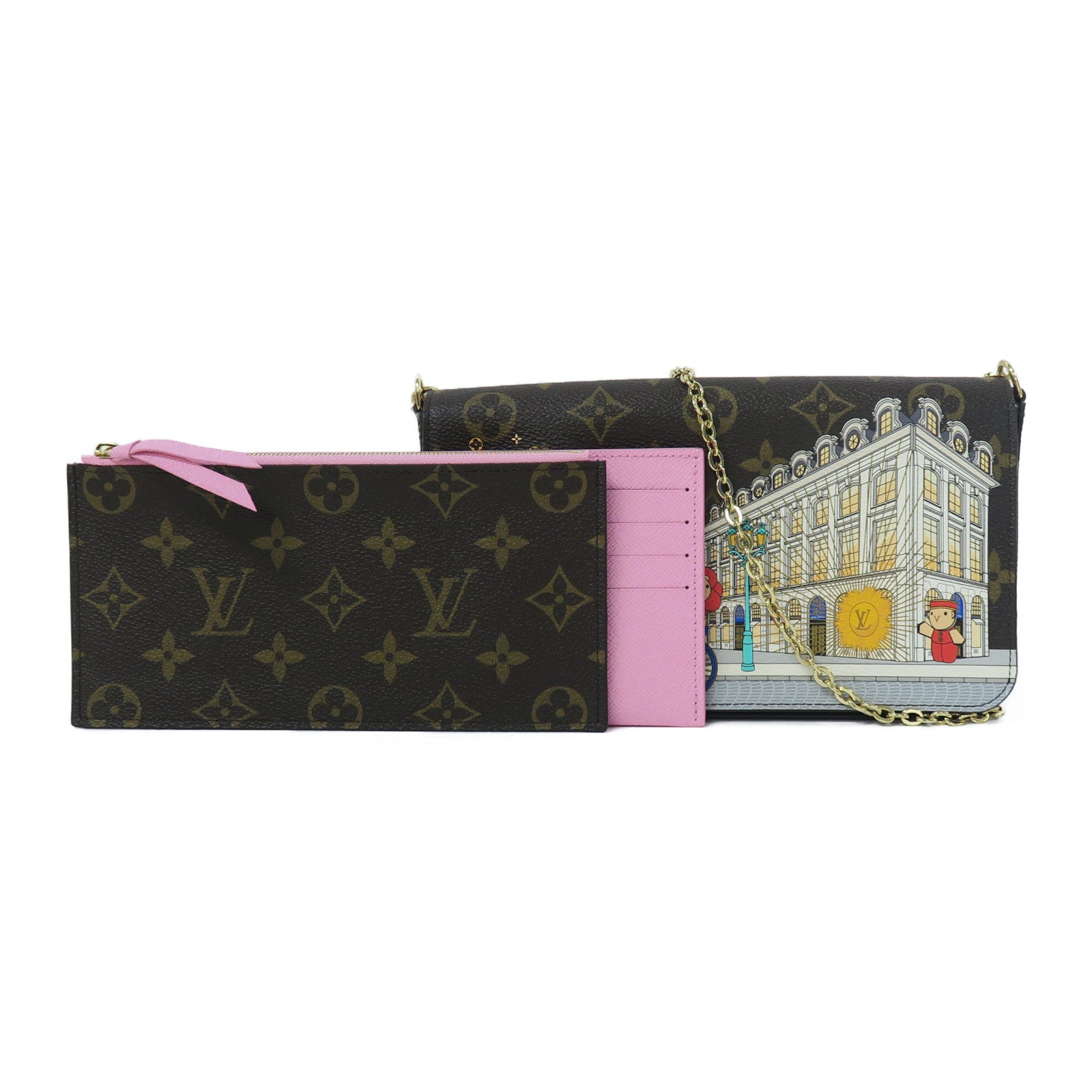 LOUIS VUITTON Monogram Felicie Pochette金扣鏈帶肩背袋彩色