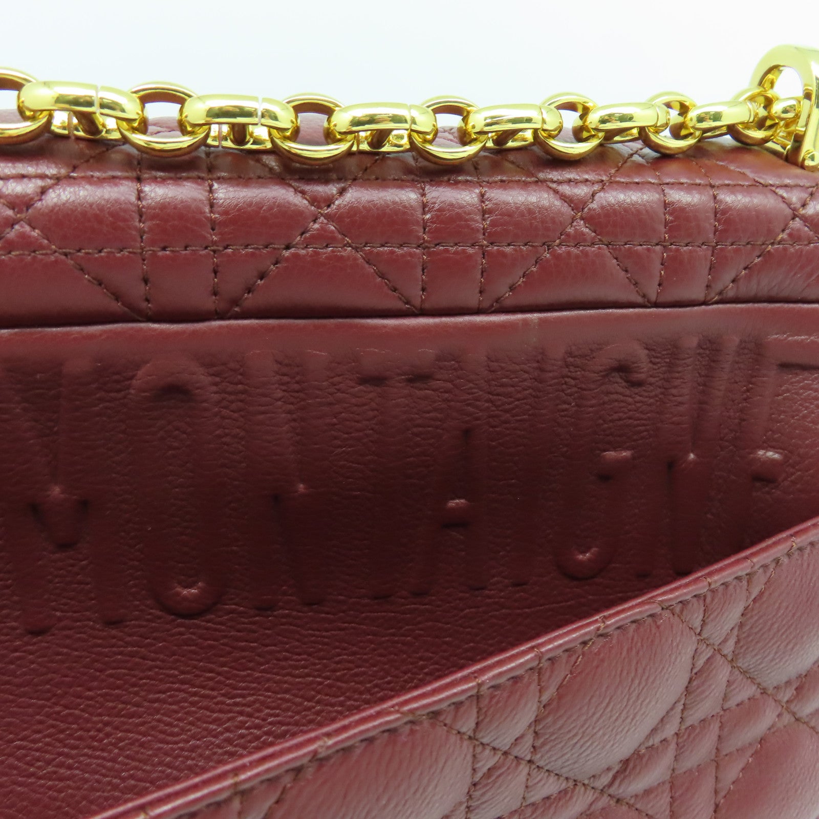 Dior 牛皮皮革Chain Shoulder金扣鏈帶肩背袋紅色