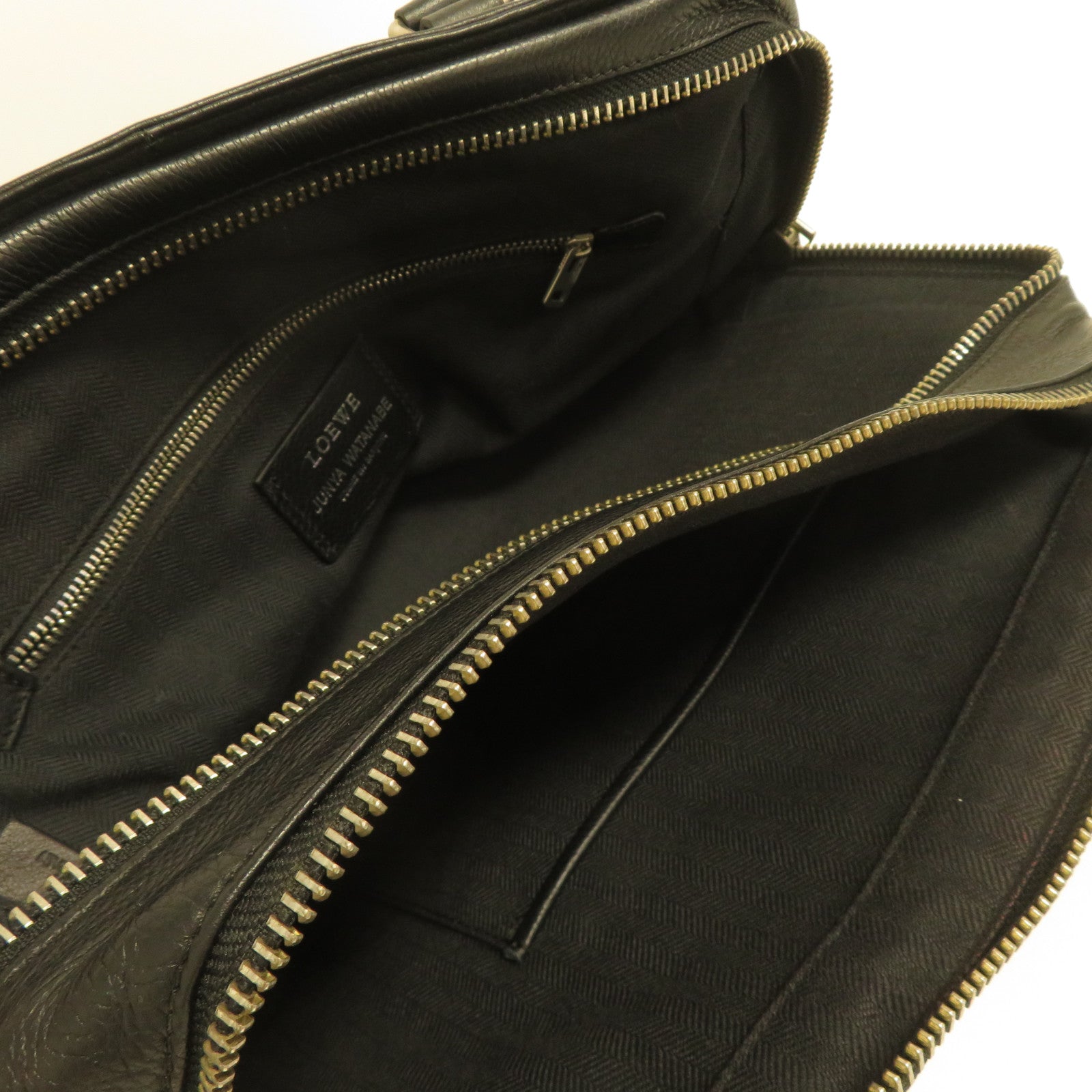 LOEWE 牛皮皮革/牛仔布Amazona銀扣手挽袋藍色/黑色