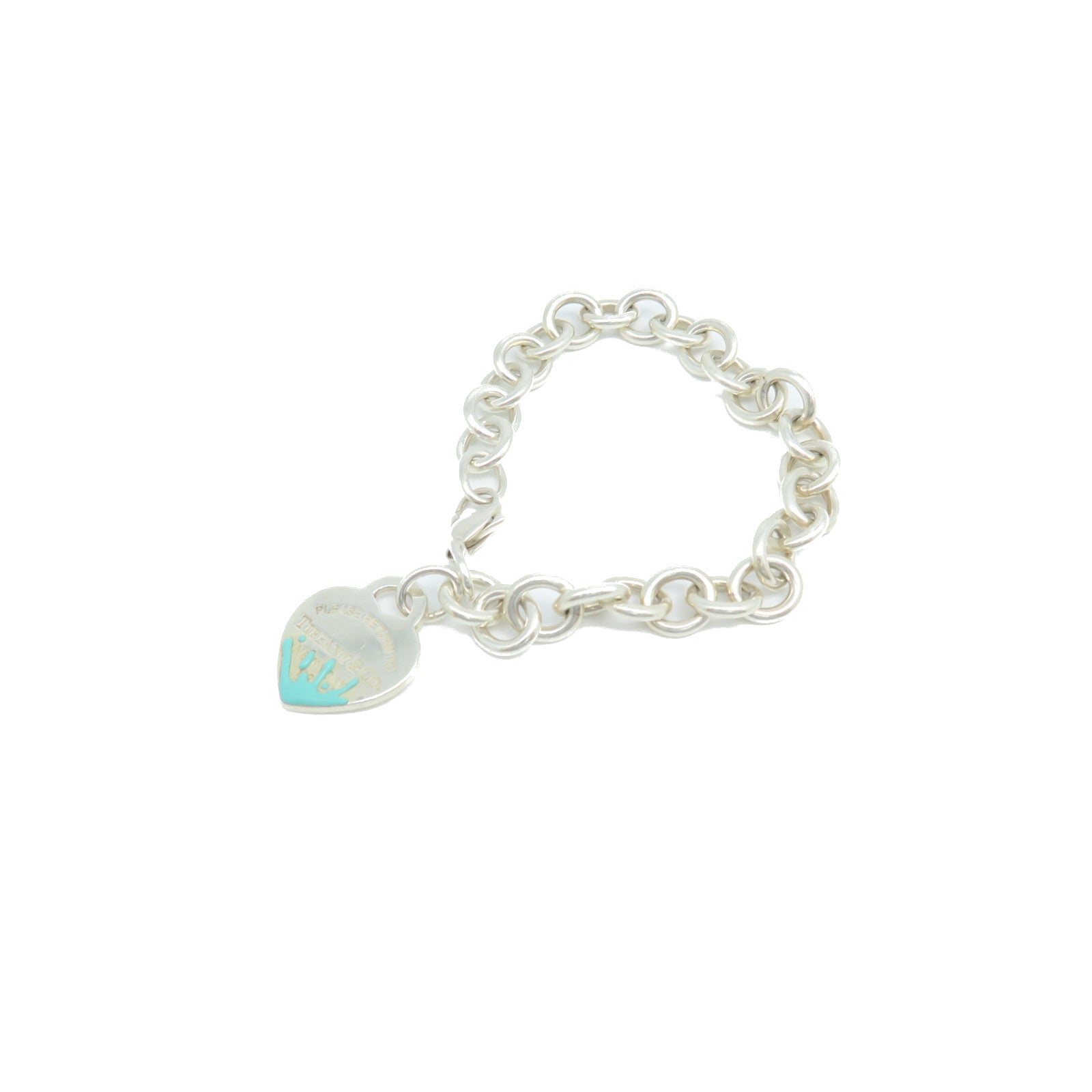 TIFFANY&amp;CO 925 Sterling Silver TT Heart Tag Bracelet