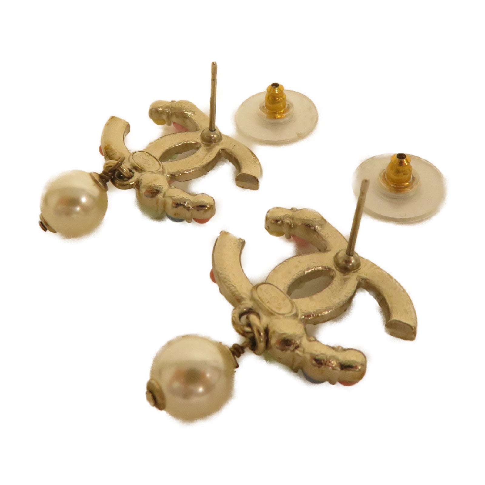 CHANEL 金屬/仿珍珠Earring耳環彩色/金色