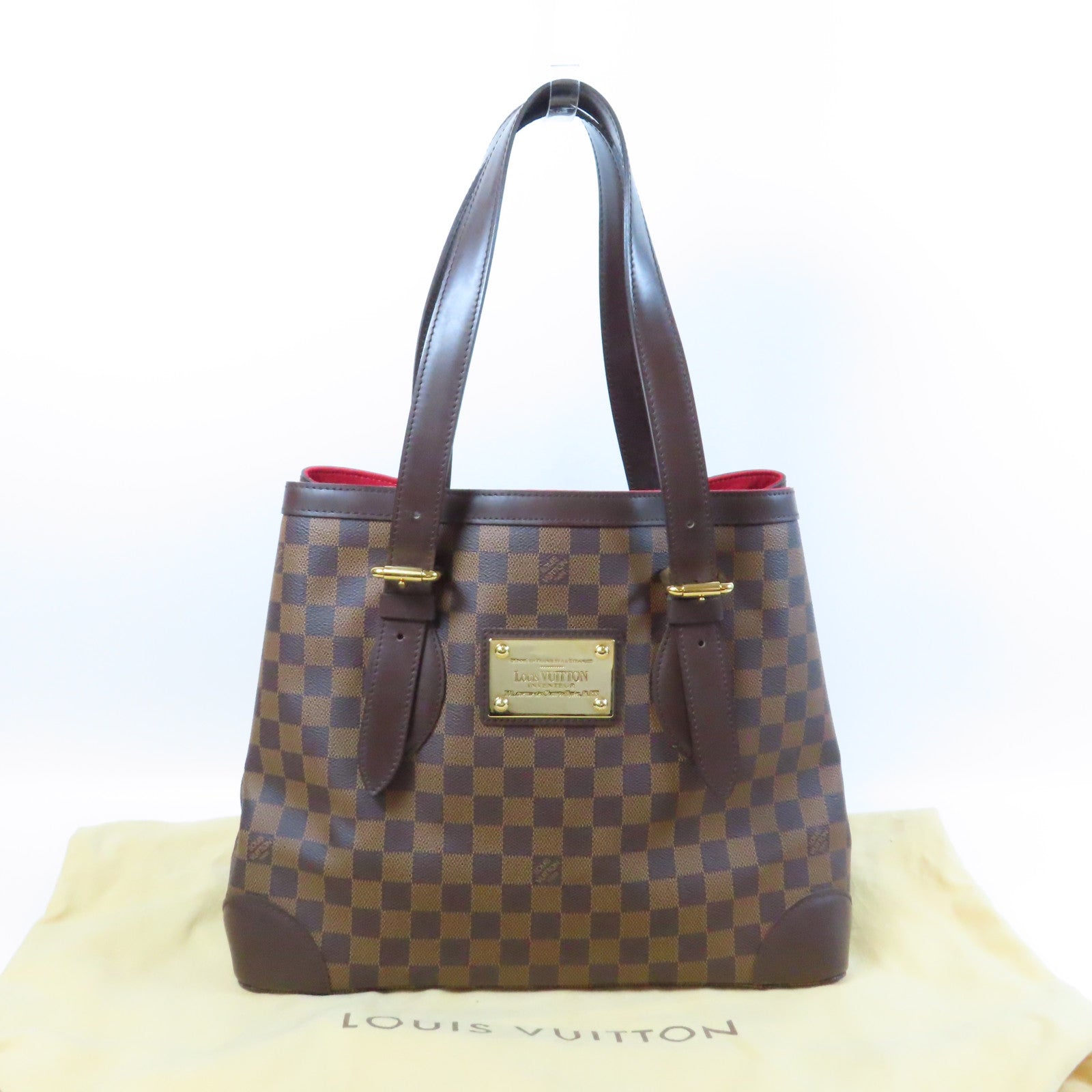 LOUIS VUITTON Damier Ebene Hampstead MM金扣肩背袋啡色