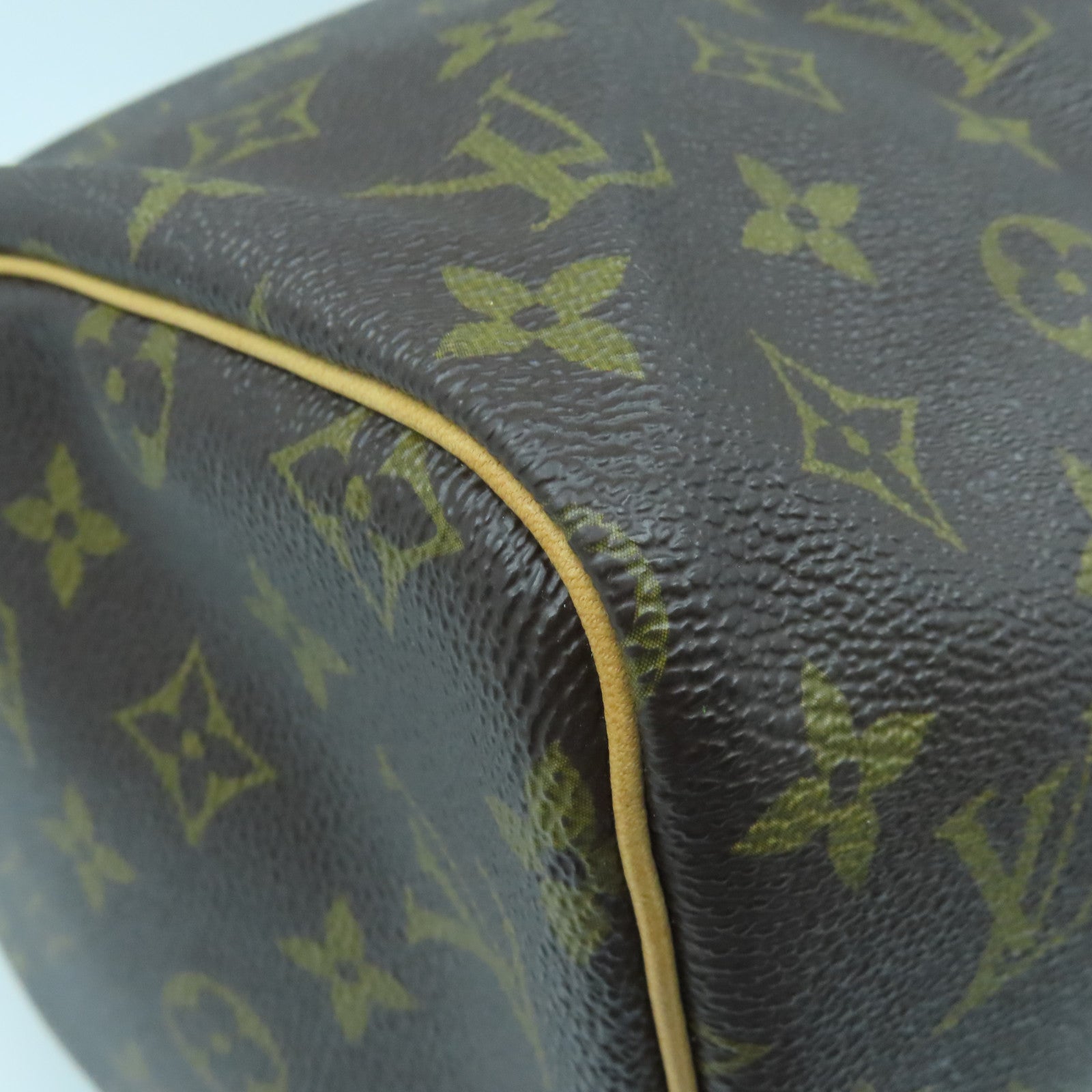 LOUIS VUITTON Monogram Speedy 30 Gold Buckle Bag Brown