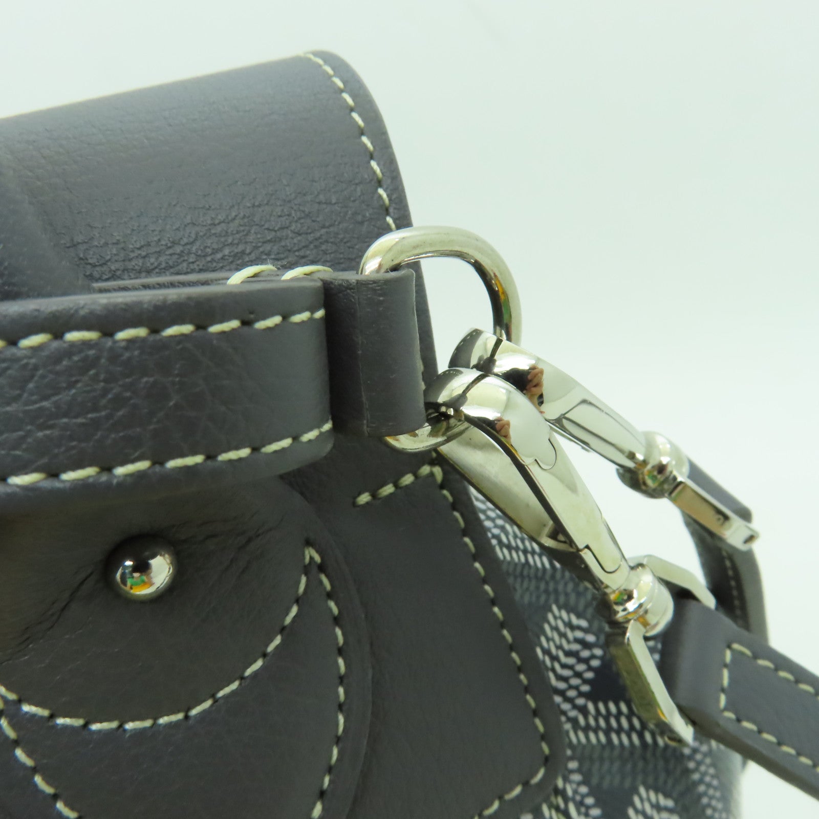 GOYARD 【激減優惠】塗層帆布/牛皮皮革Backpack銀扣背包灰色