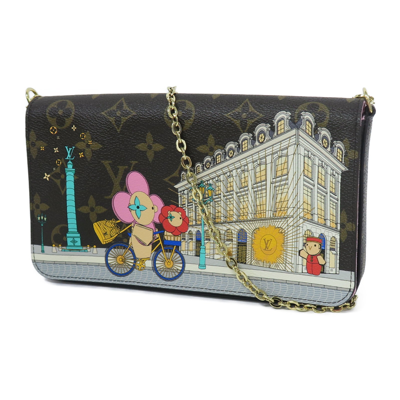 LOUIS VUITTON Monogram Felicie Pochette金扣鏈帶肩背袋彩色