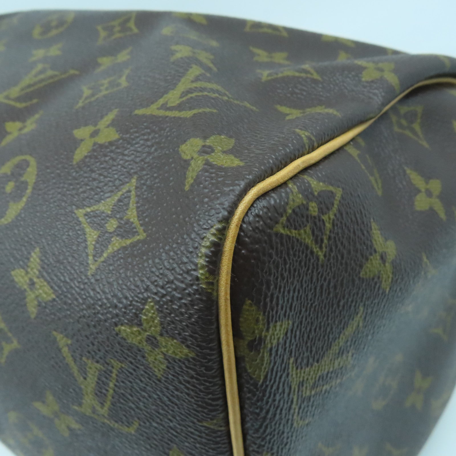 LOUIS VUITTON Monogram Speedy 30 Gold Buckle Bag Brown