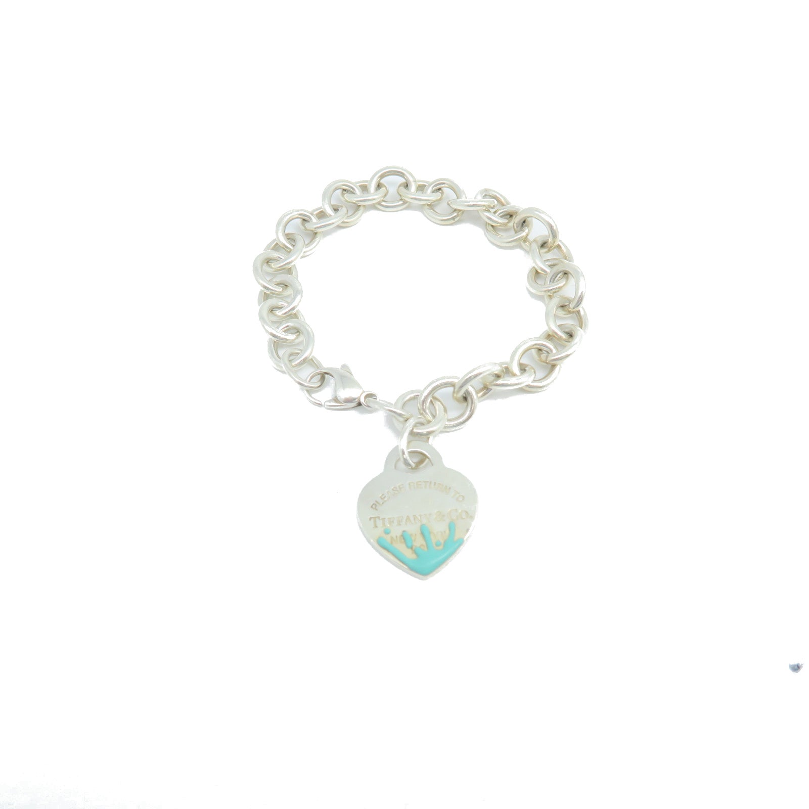 TIFFANY&amp;CO 925 Sterling Silver TT Heart Tag Bracelet