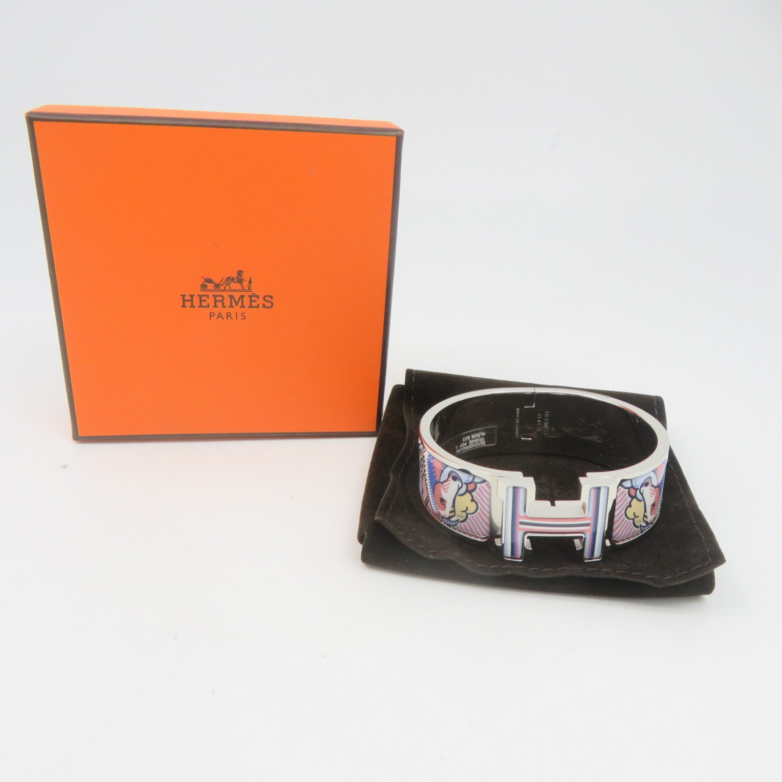 HERMES 金屬Clic-Clac H Bangle手鐲銀色多色