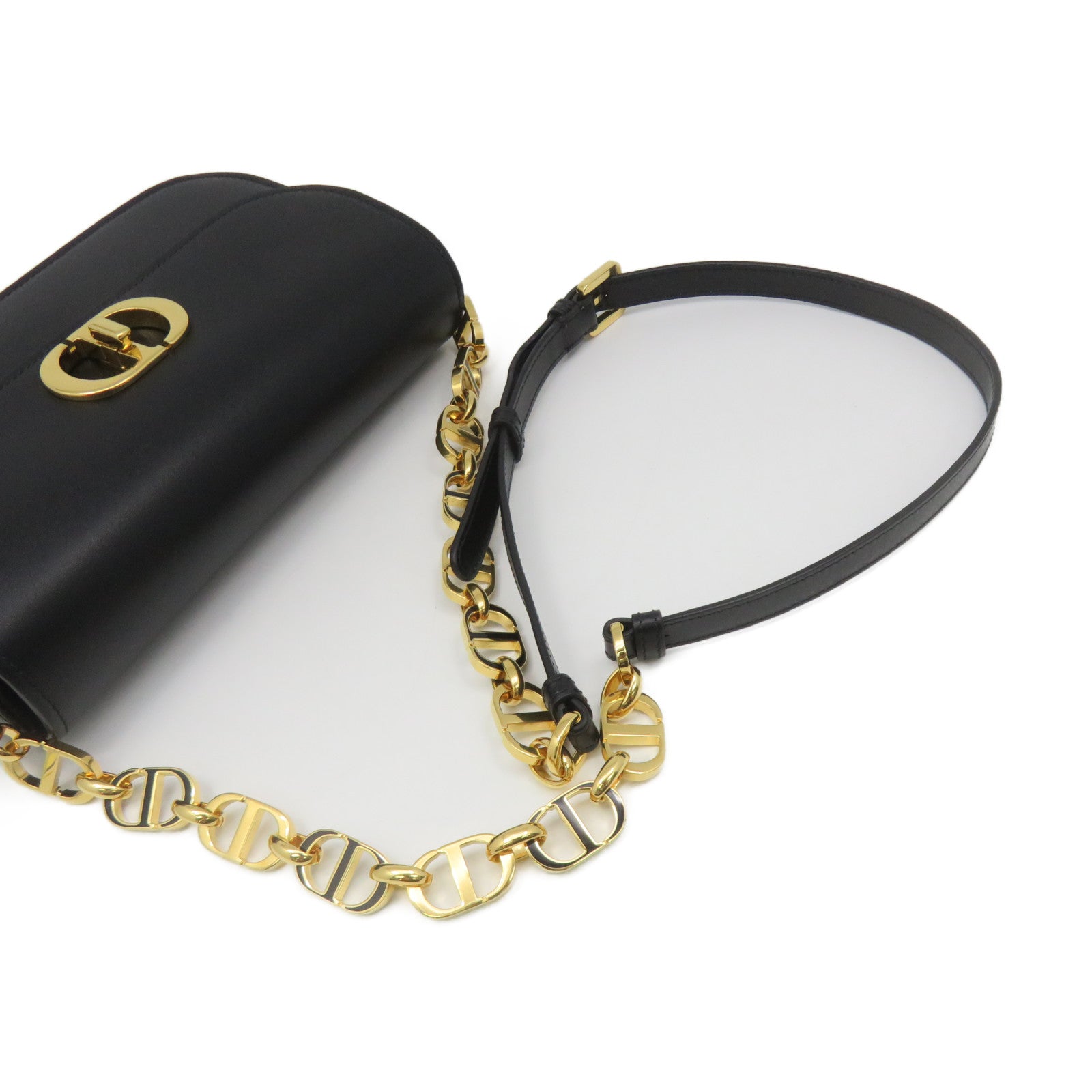 Dior Calfskin Leather 30 Montaigne Avenue Shoulder Bag Chain Strap Shoulder Bag Black