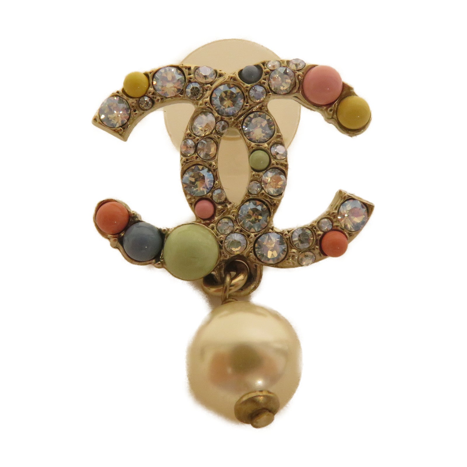 CHANEL 金屬/仿珍珠Earring耳環彩色/金色