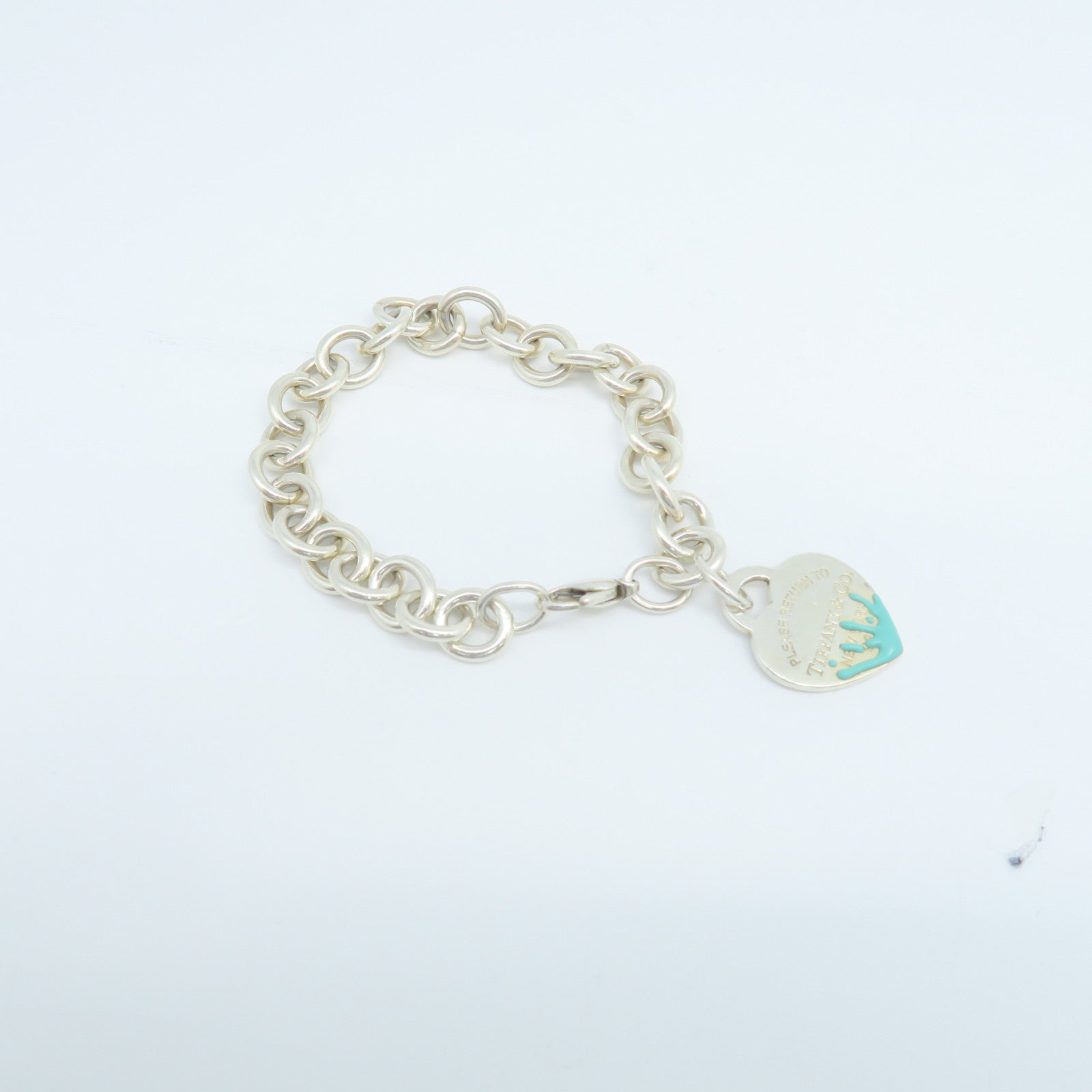 TIFFANY&amp;CO 925 Sterling Silver TT Heart Tag Bracelet