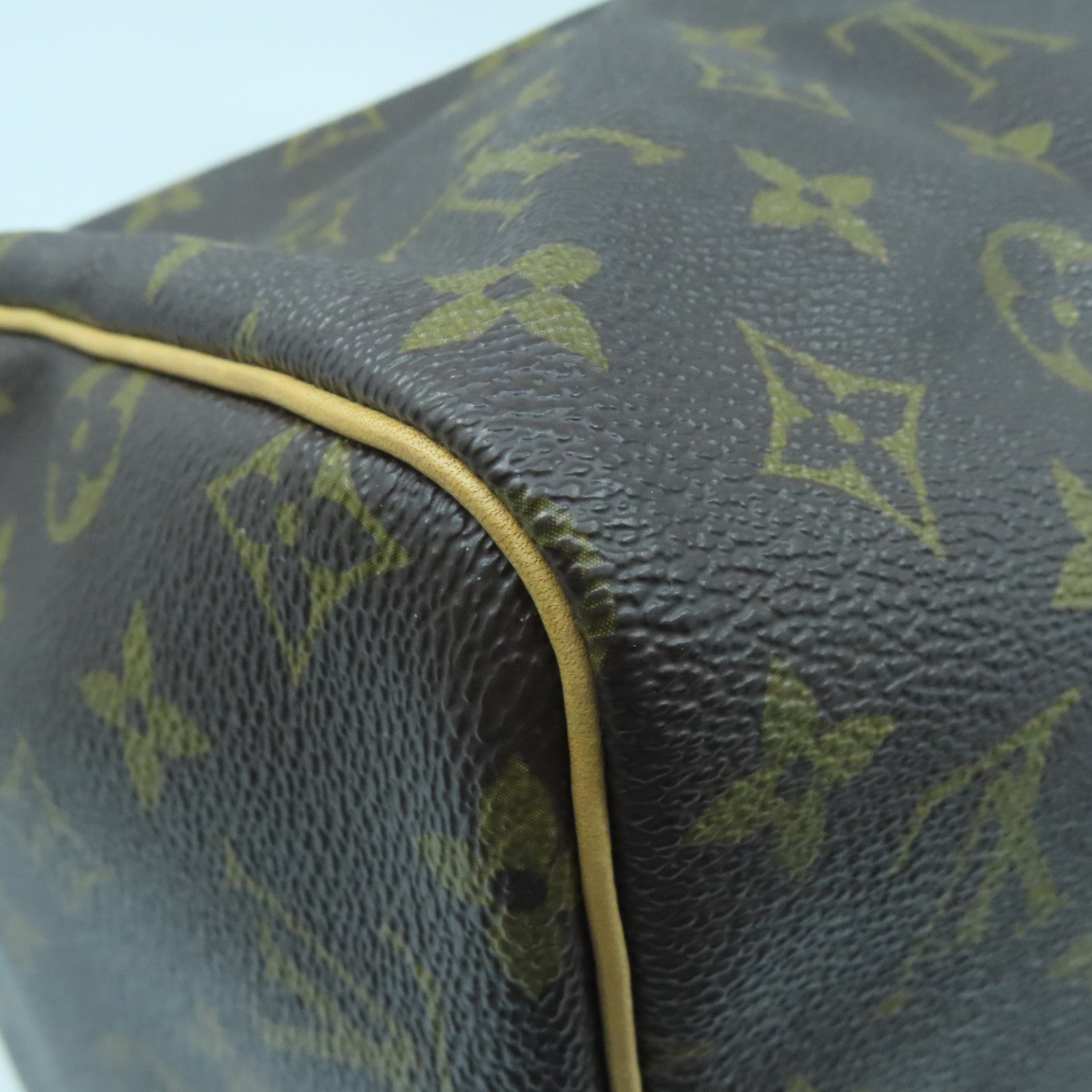 LOUIS VUITTON Monogram Speedy 30 Gold Buckle Bag Brown