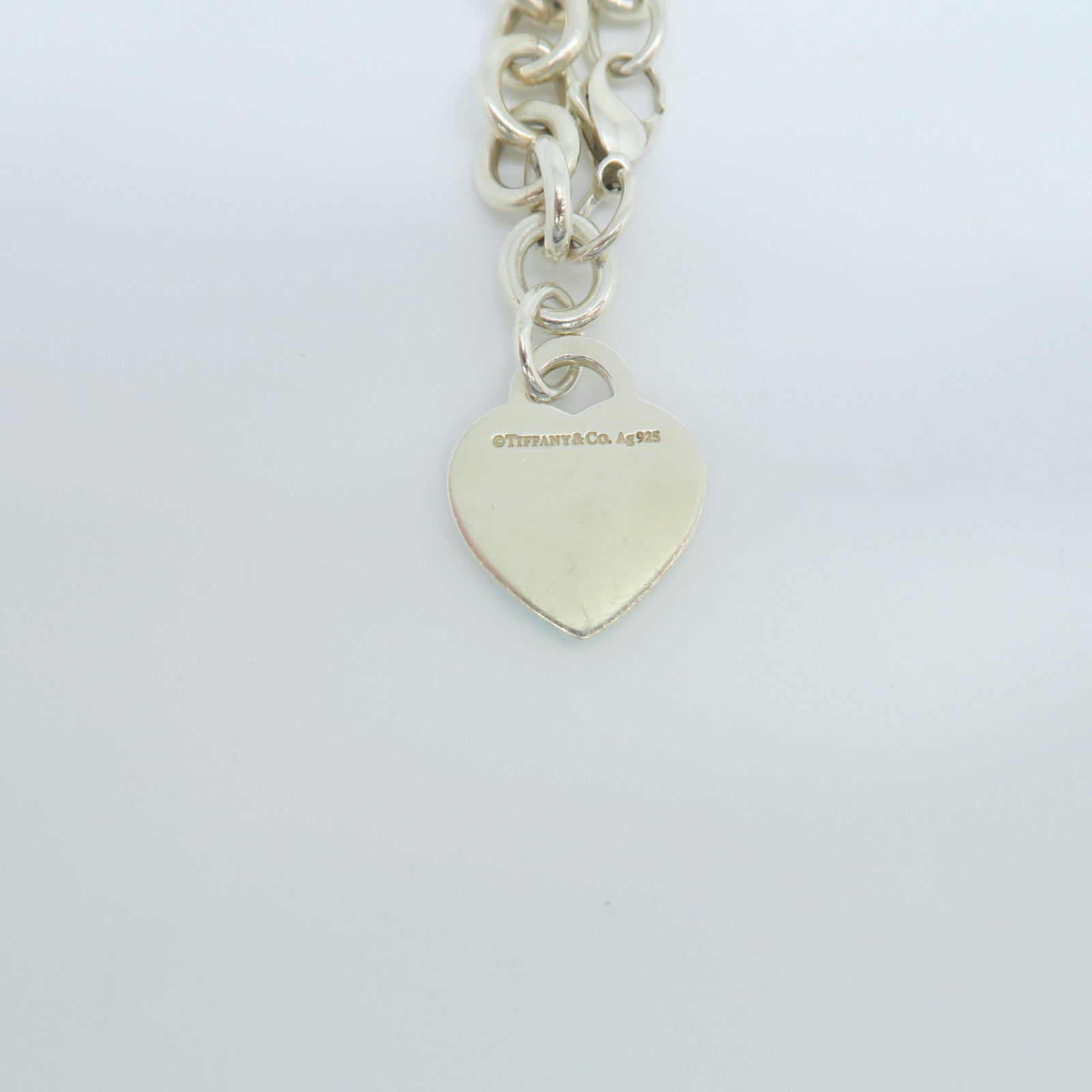 TIFFANY&amp;CO 925 Sterling Silver TT Heart Tag Bracelet