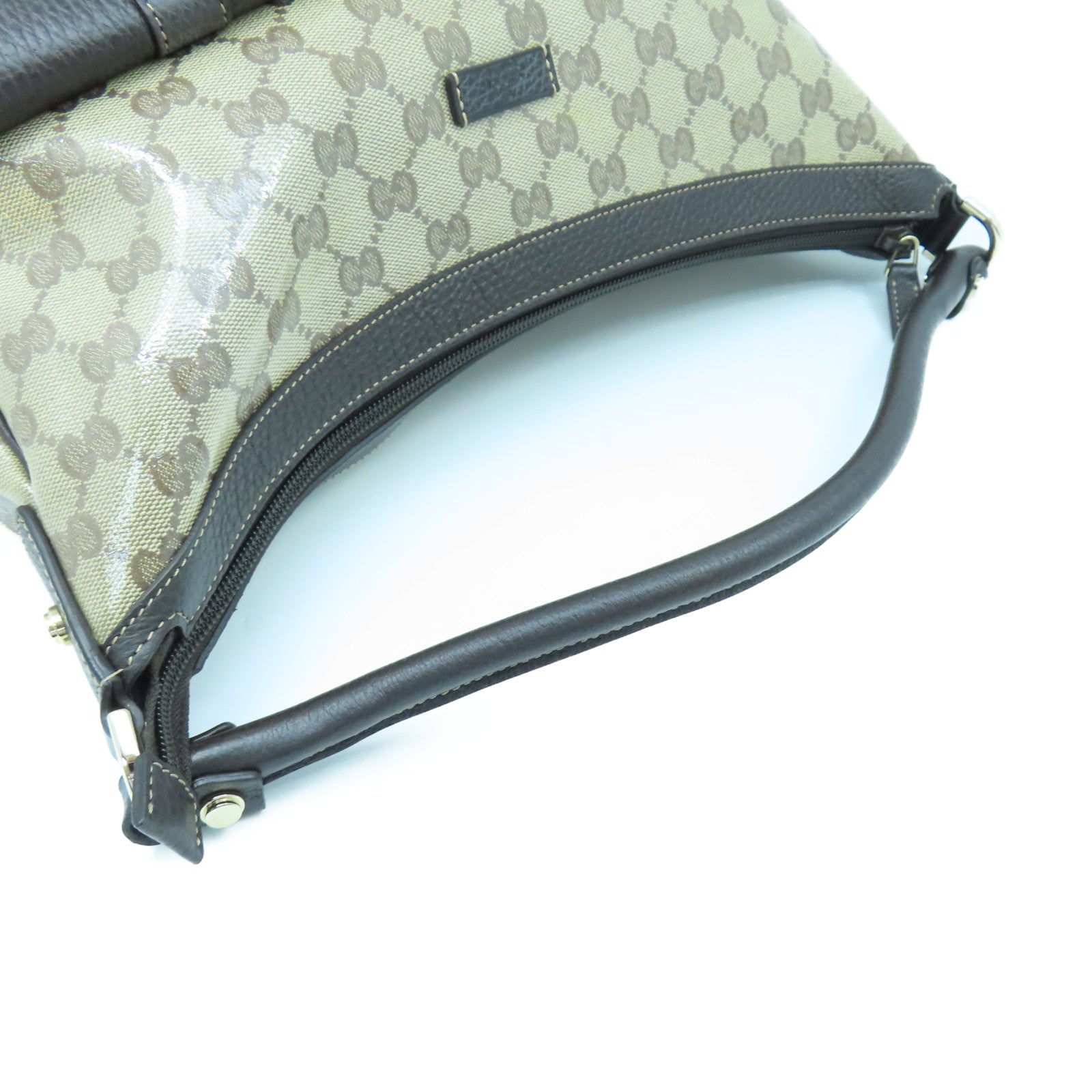 GUCCI 塗層帆布Tote Bag金扣手挽袋棕色