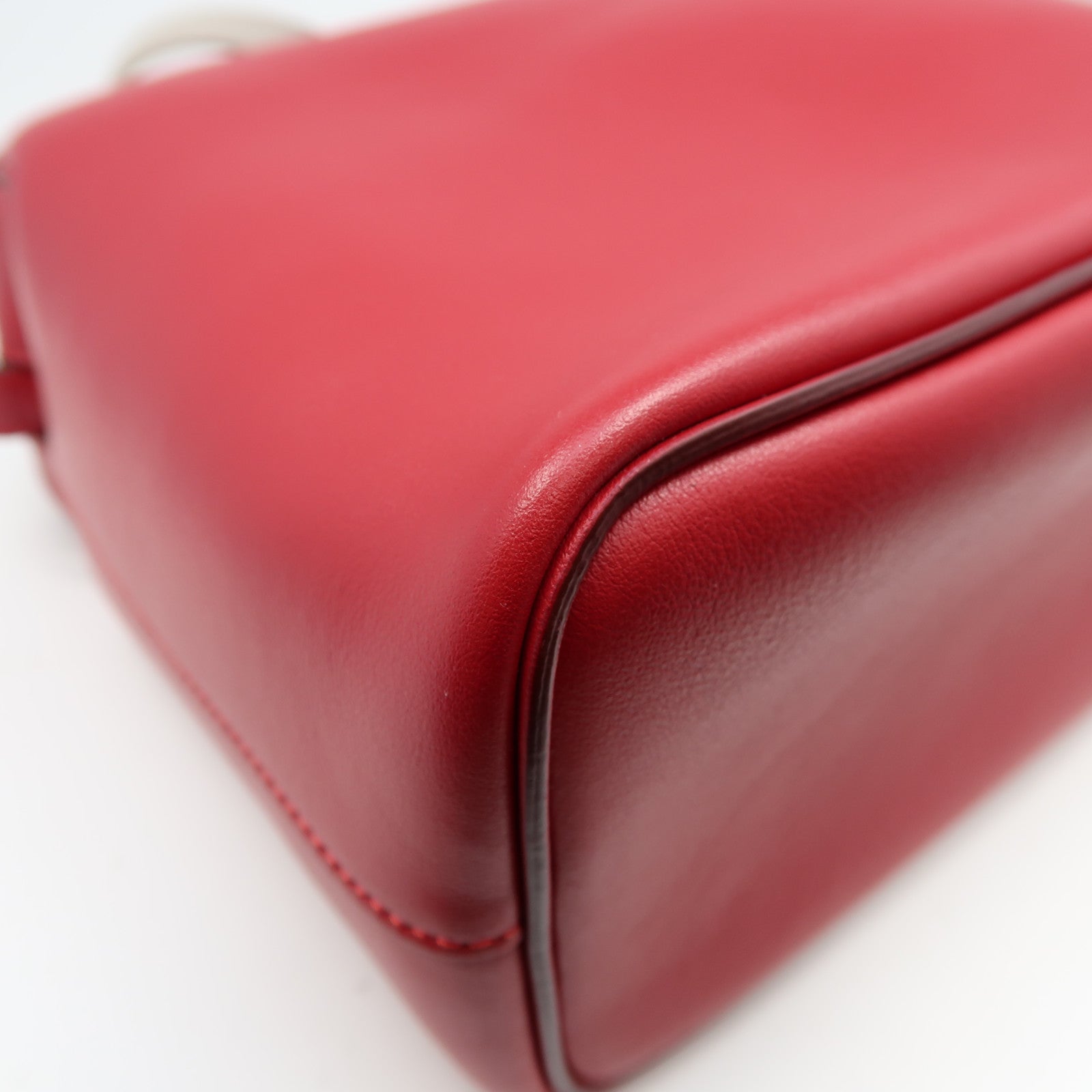CELINE 牛皮皮革2 Way Shoulder Bag銀扣手挽肩背兩用袋紅色/灰色