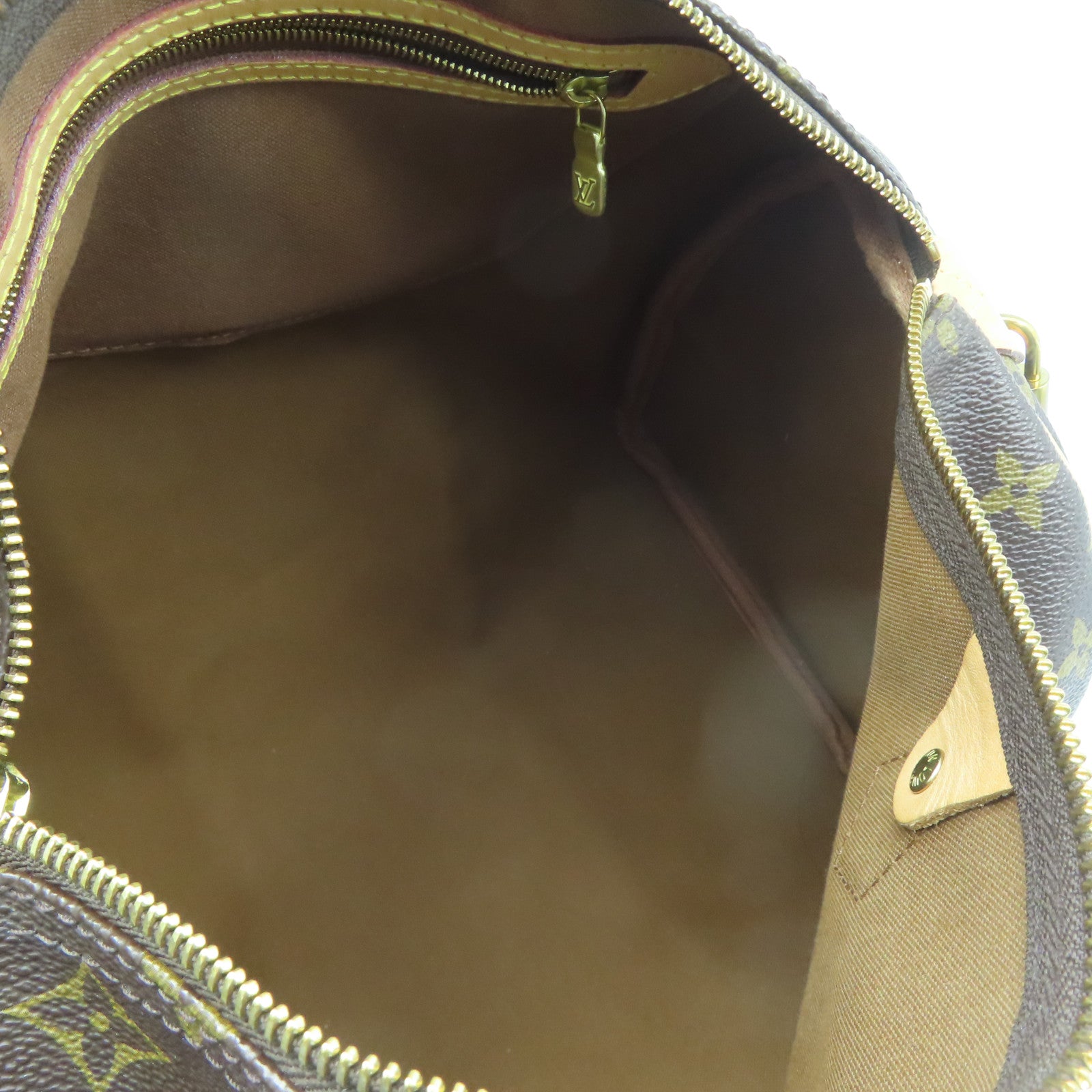 LOUIS VUITTON Monogram Speedy 30 Gold Buckle Bag Brown