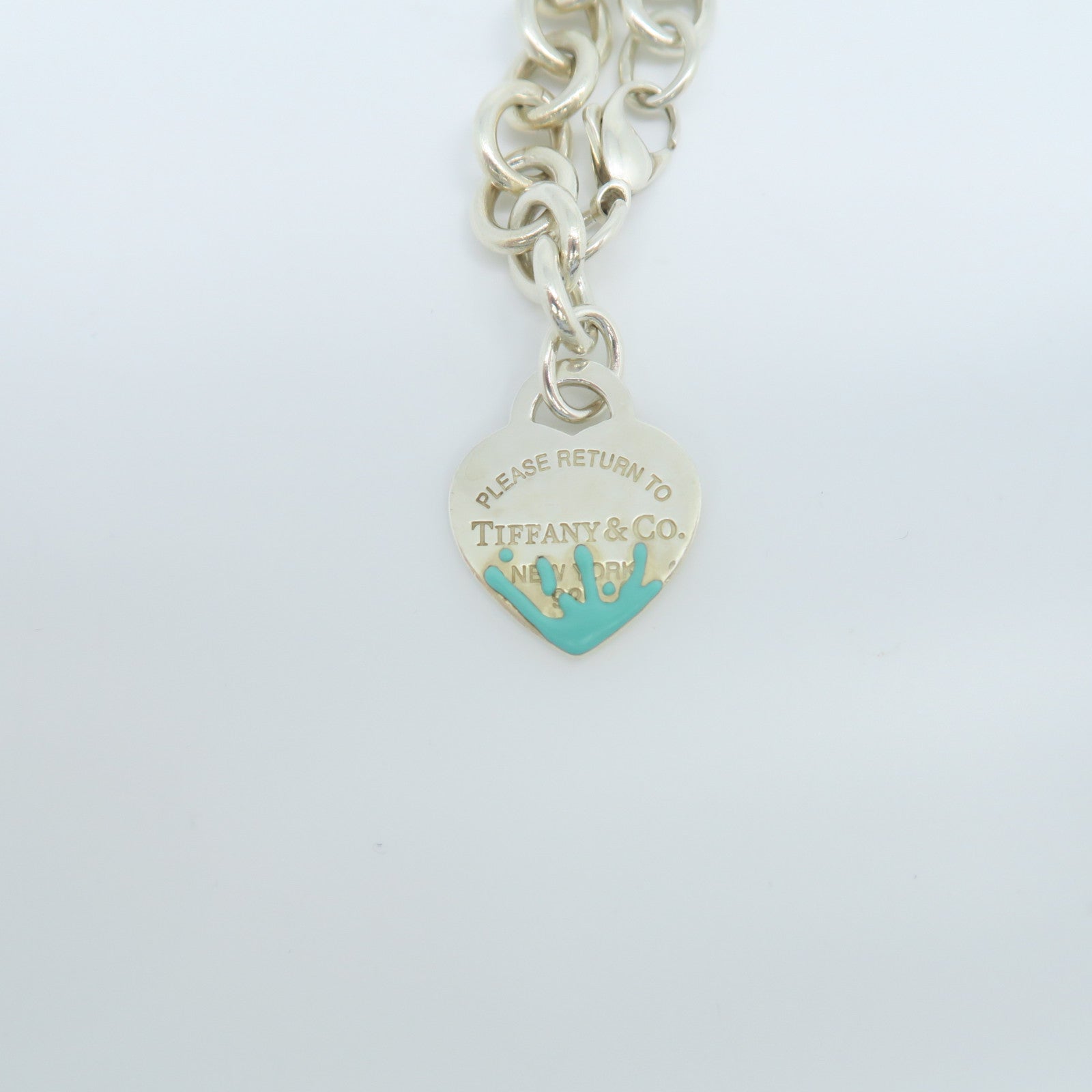 TIFFANY&amp;CO 925 Sterling Silver TT Heart Tag Bracelet