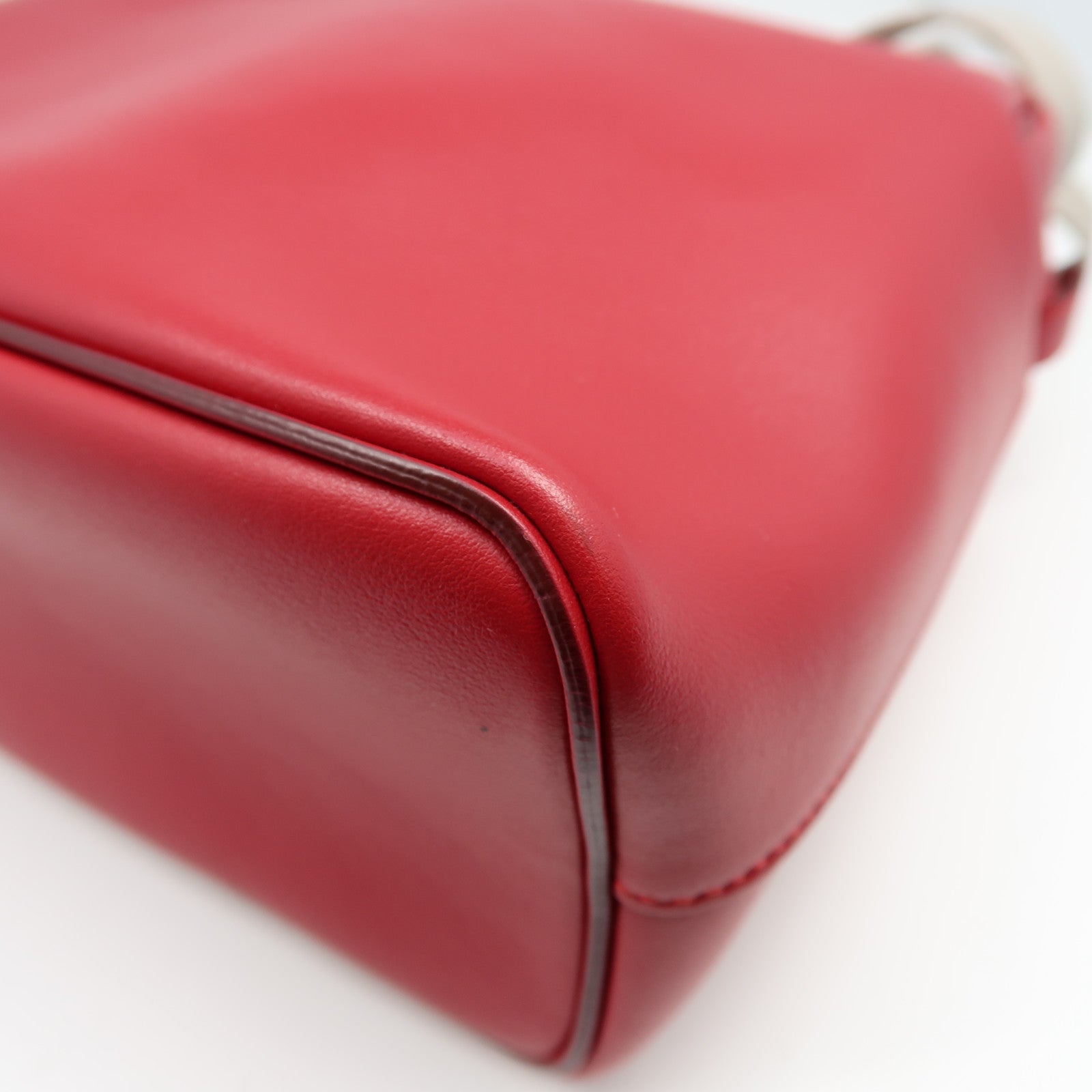 CELINE 牛皮皮革2 Way Shoulder Bag銀扣手挽肩背兩用袋紅色/灰色