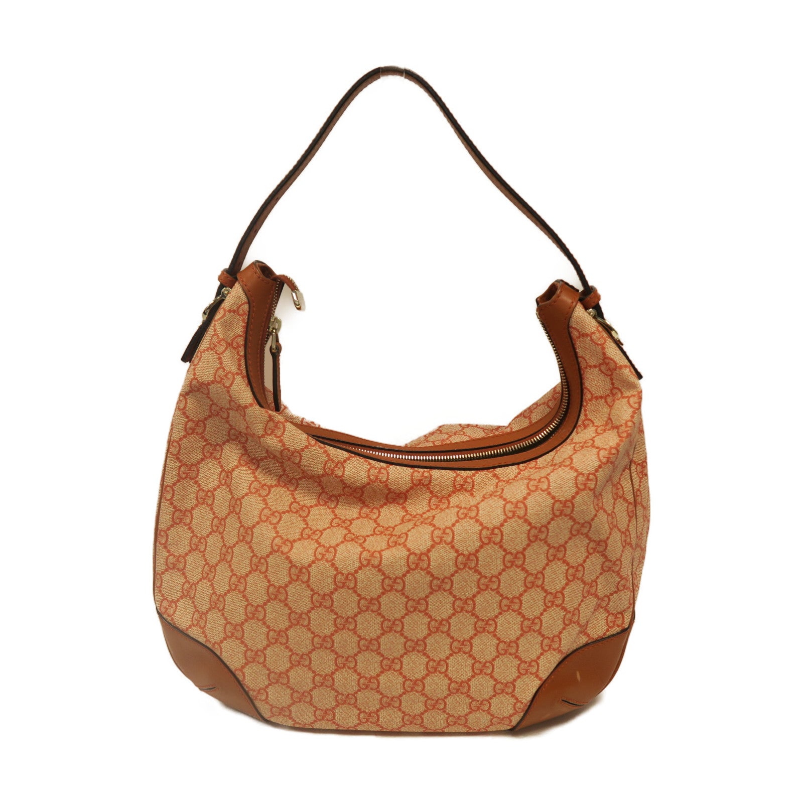 GUCCI 塗層帆布Shoulder Bag金扣肩背袋橙色