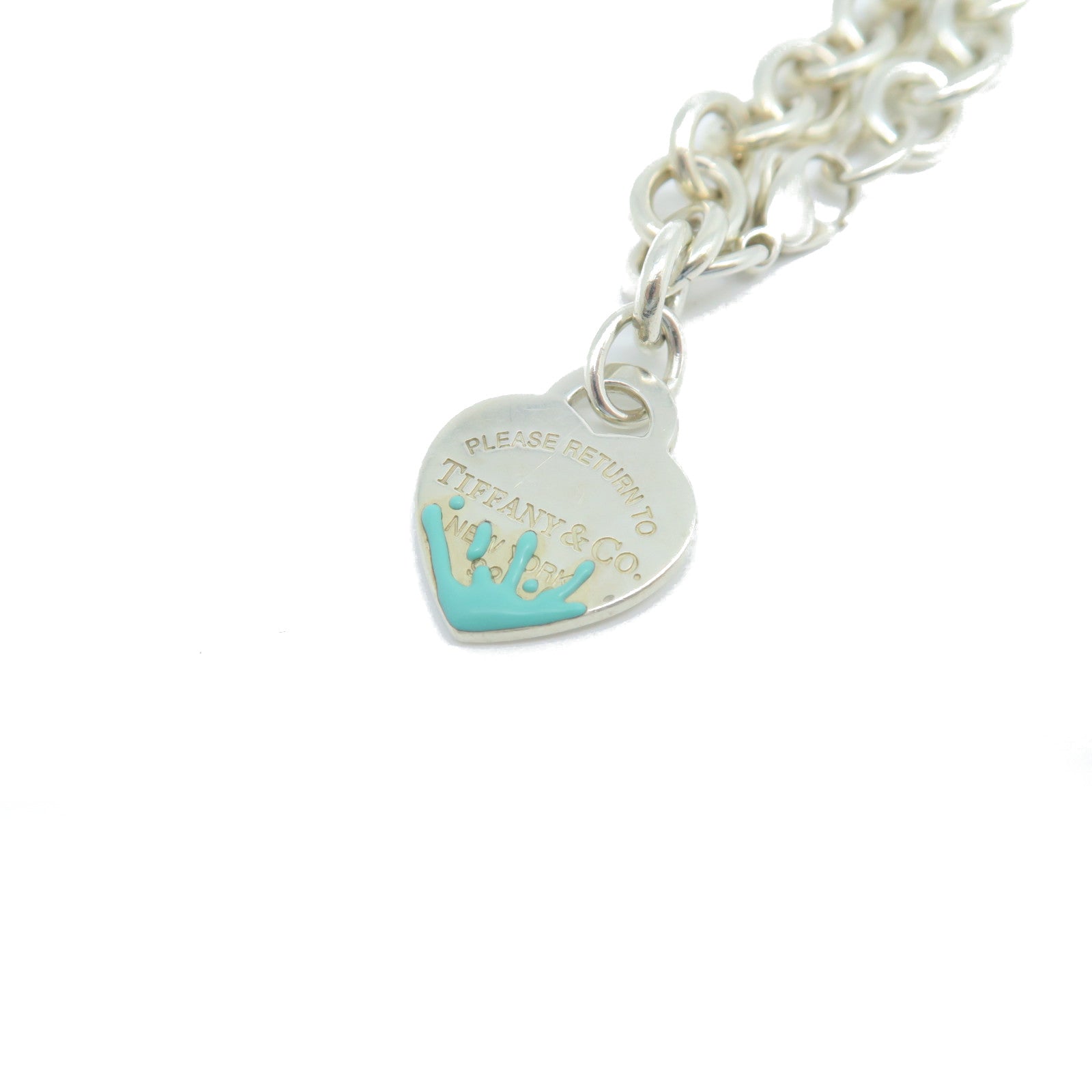 TIFFANY&amp;CO 925 Sterling Silver TT Heart Tag Bracelet