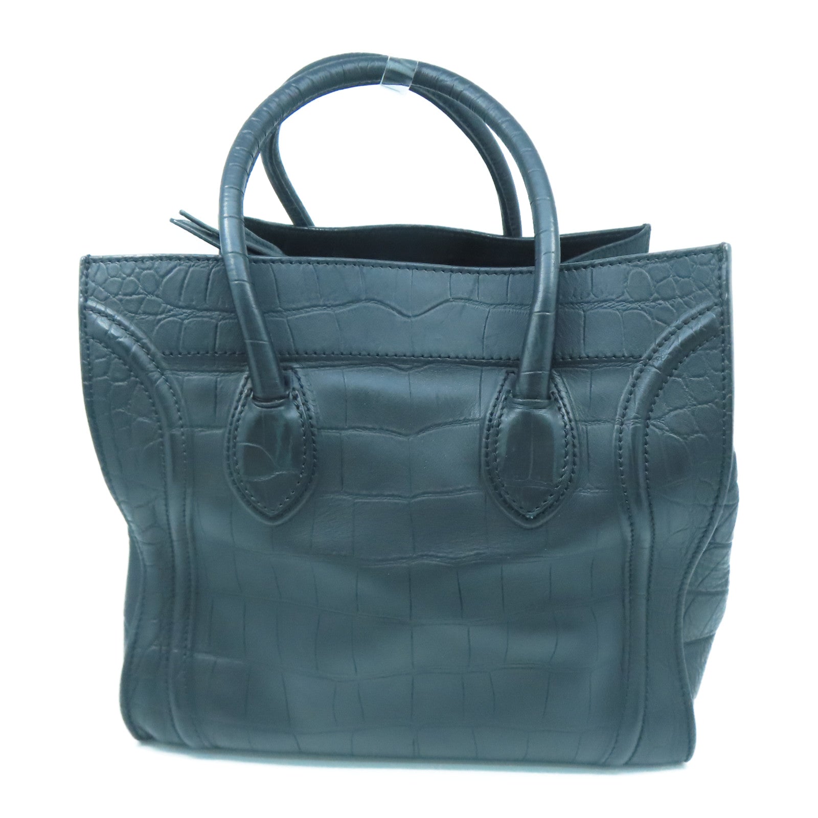 CELINE 牛皮皮革Luggage黑扣手挽袋黑色