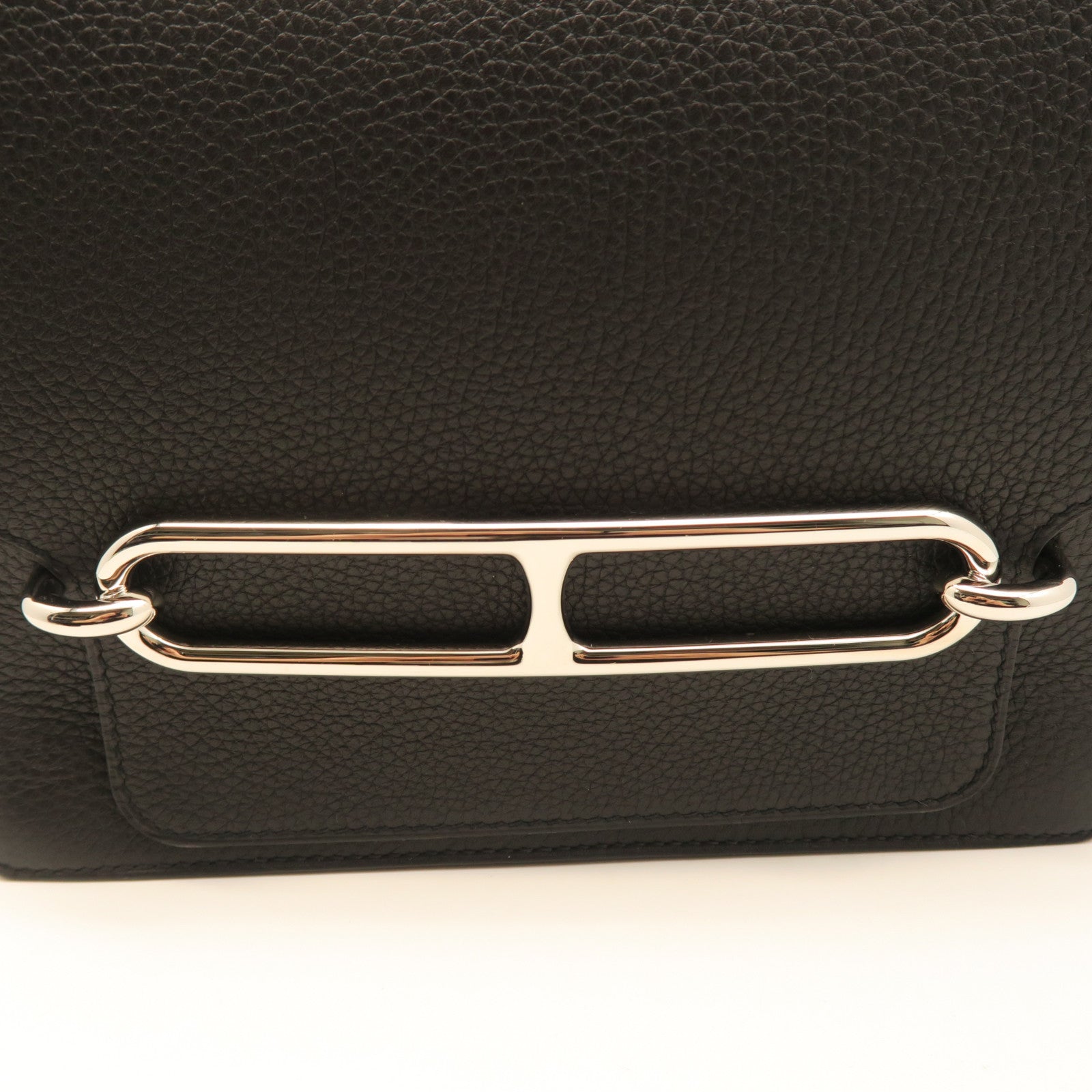 HERMES Clemence皮革Roulis 23银扣肩背袋黑色