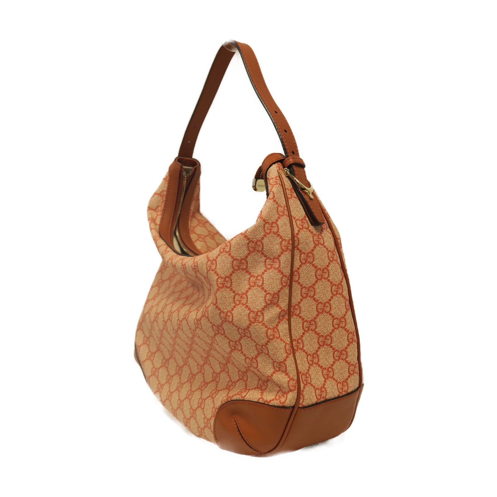 GUCCI 塗層帆布Shoulder Bag金扣肩背袋橙色