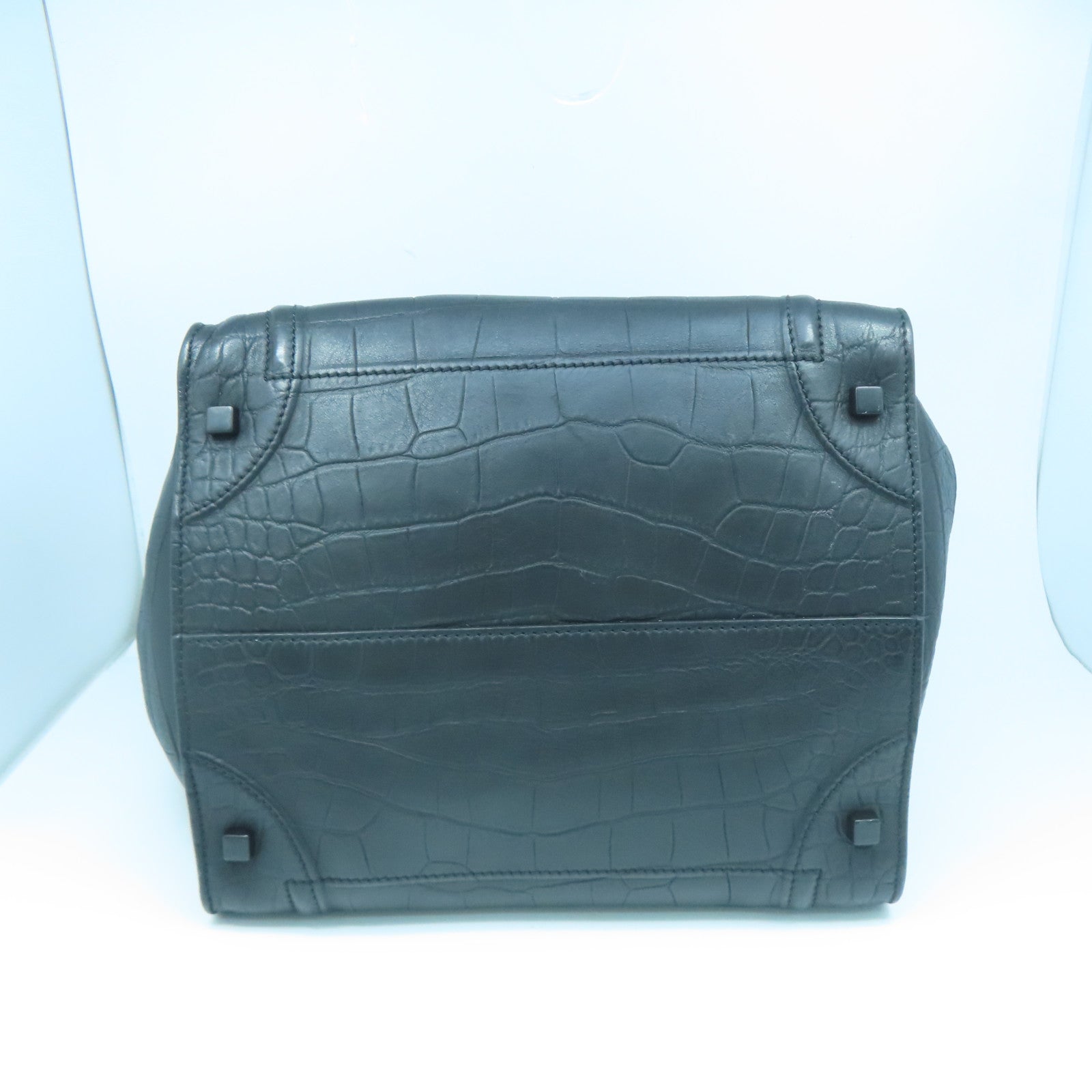 CELINE 牛皮皮革Luggage黑扣手挽袋黑色