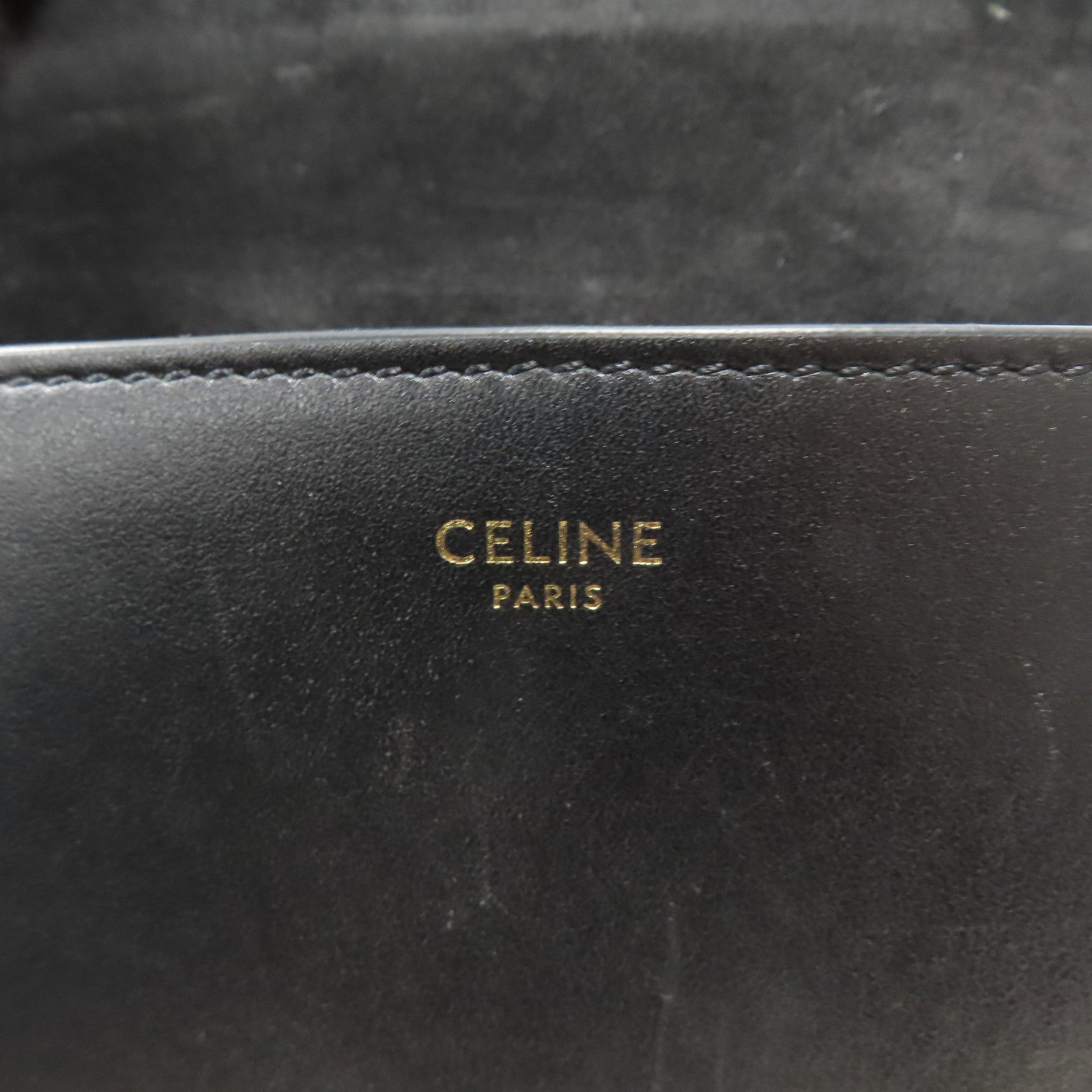 CELINE 牛皮皮革Folco Cuir Triomphe Bag金扣肩背袋黑色