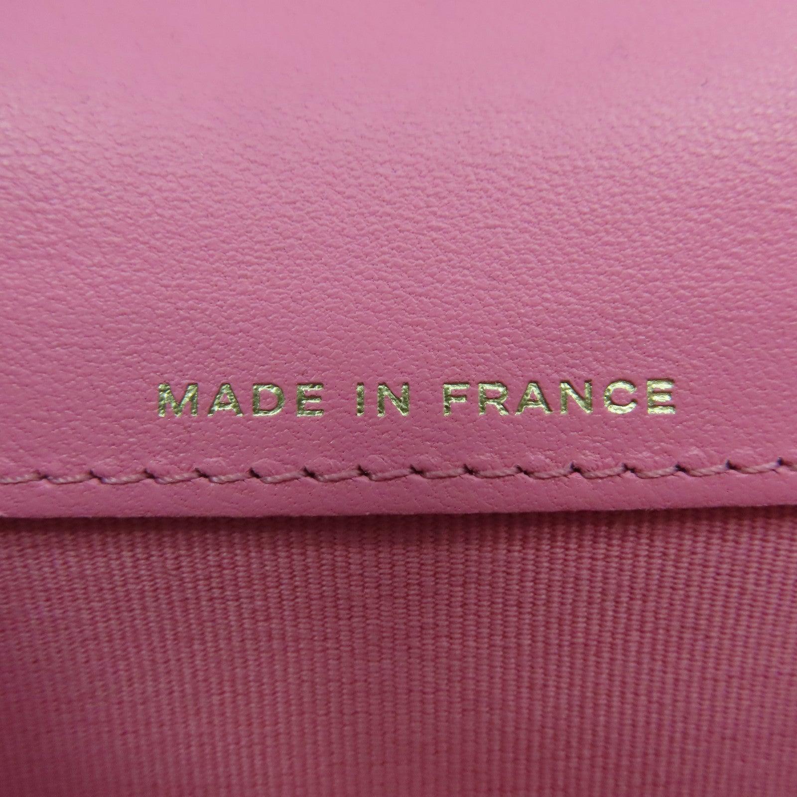 CHANEL 菱格羊皮皮革Card Case金扣卡片套粉紅色