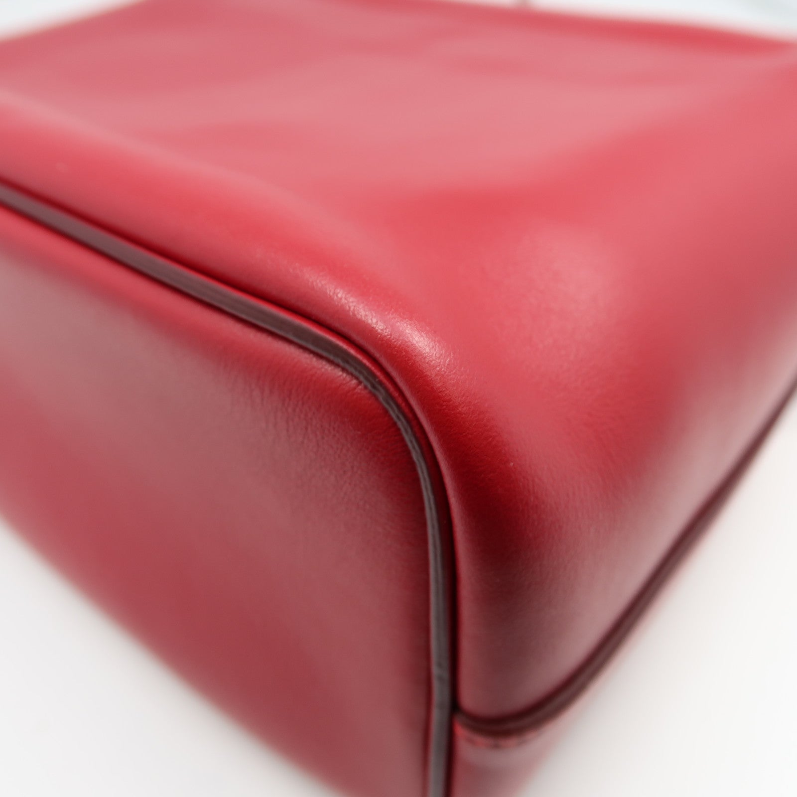 CELINE 牛皮皮革2 Way Shoulder Bag銀扣手挽肩背兩用袋紅色/灰色